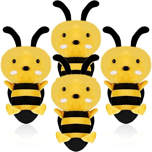 4 piezas de peluche de abeja de abeja de peluche suave de abeja de abeja de peluche para cumpleaños, graduación, baby shower, Pascua, recuerdos de