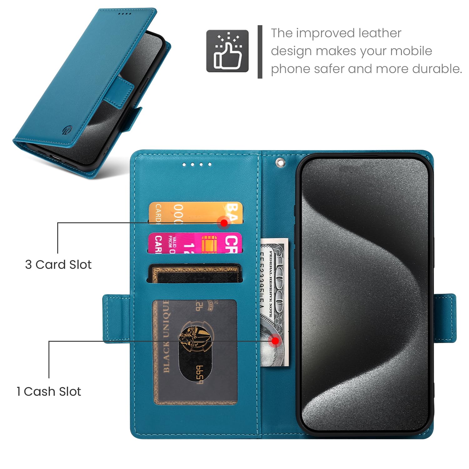 Wuhaizher iPhone 12 Case iPhone 12 Pro Case Flip Leather Folio Book Style Wallet Cover with Card Holder Magnetic Kickstand Silicone Shockproof Protector Phone Case for iPhone 12/12 Pro - Image 3