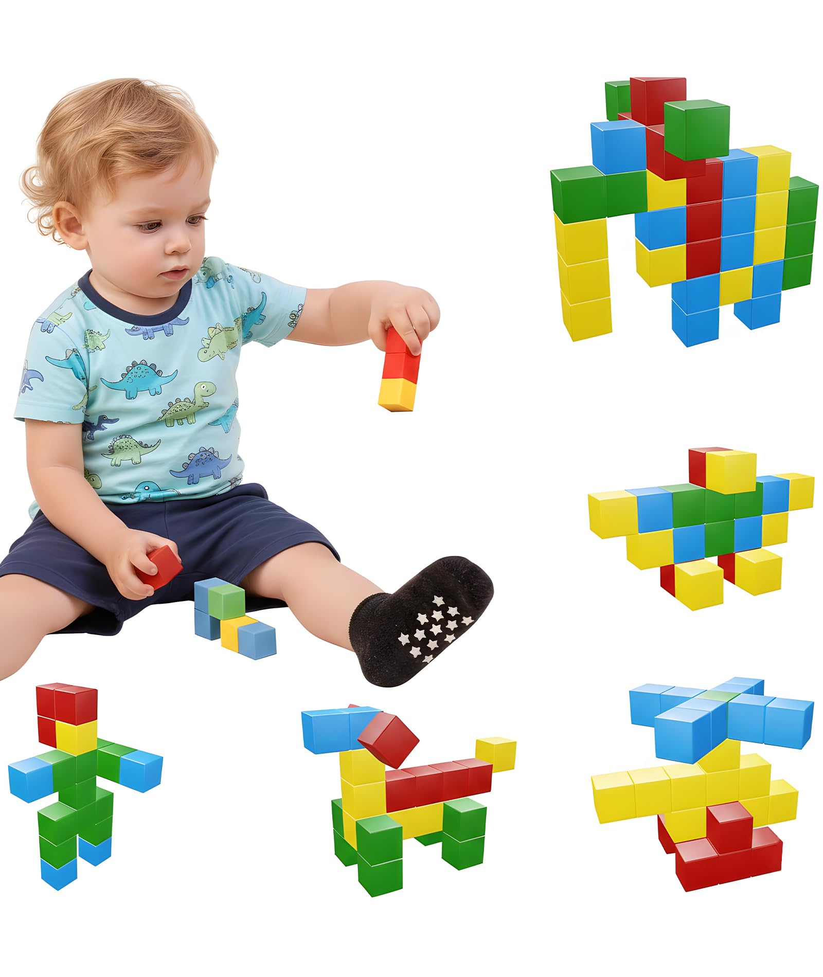32 Blocks for Kids, Building Blocks with Magnets, Educational Number Blocks Toys, Tiles for Creative Play, Building Blocks for Learning and Fun