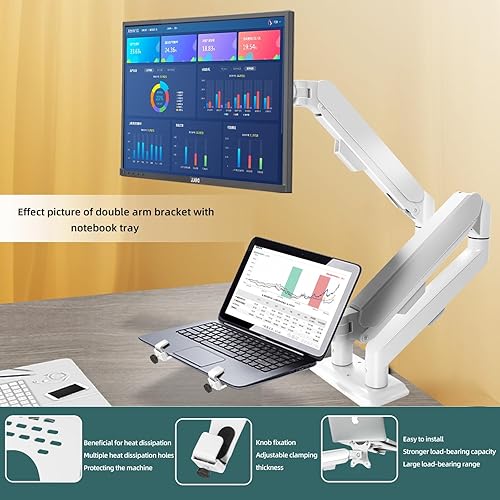 Miniatura 3 de Soporte para bandeja para computadora portátil para monitor Blanco 10-16 pulgadas Vesa 2.953 in y 3.937 in Placa de montaje con almohadilla