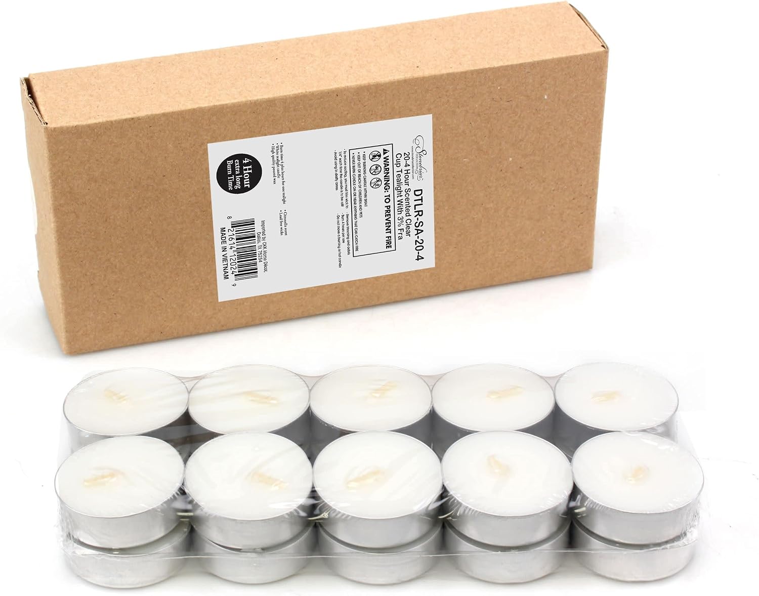 Stonebriar - DTL-SA-20-4 4 Hour Citronella Tea Light Candles, Tin Cup, 20 Count