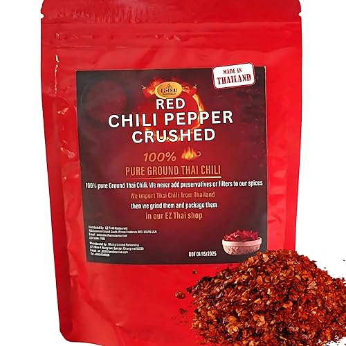 Copos de pimienta triturada de chile rojo tailandés, 3.5 onzas, especias condimentadas de nivel picante para cocina china, mexicana y asiática,