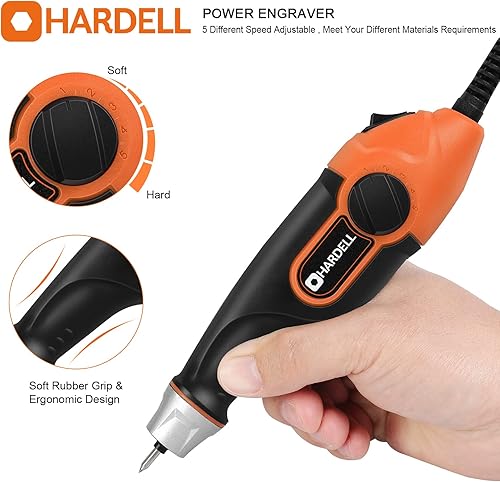 Miniatura 4 de Herramienta grabadora de 24 W para metal bolígrafo de grabado HARDELL con plantilla bolígrafo grabador de madera con 3 brocas de acero de carburo de