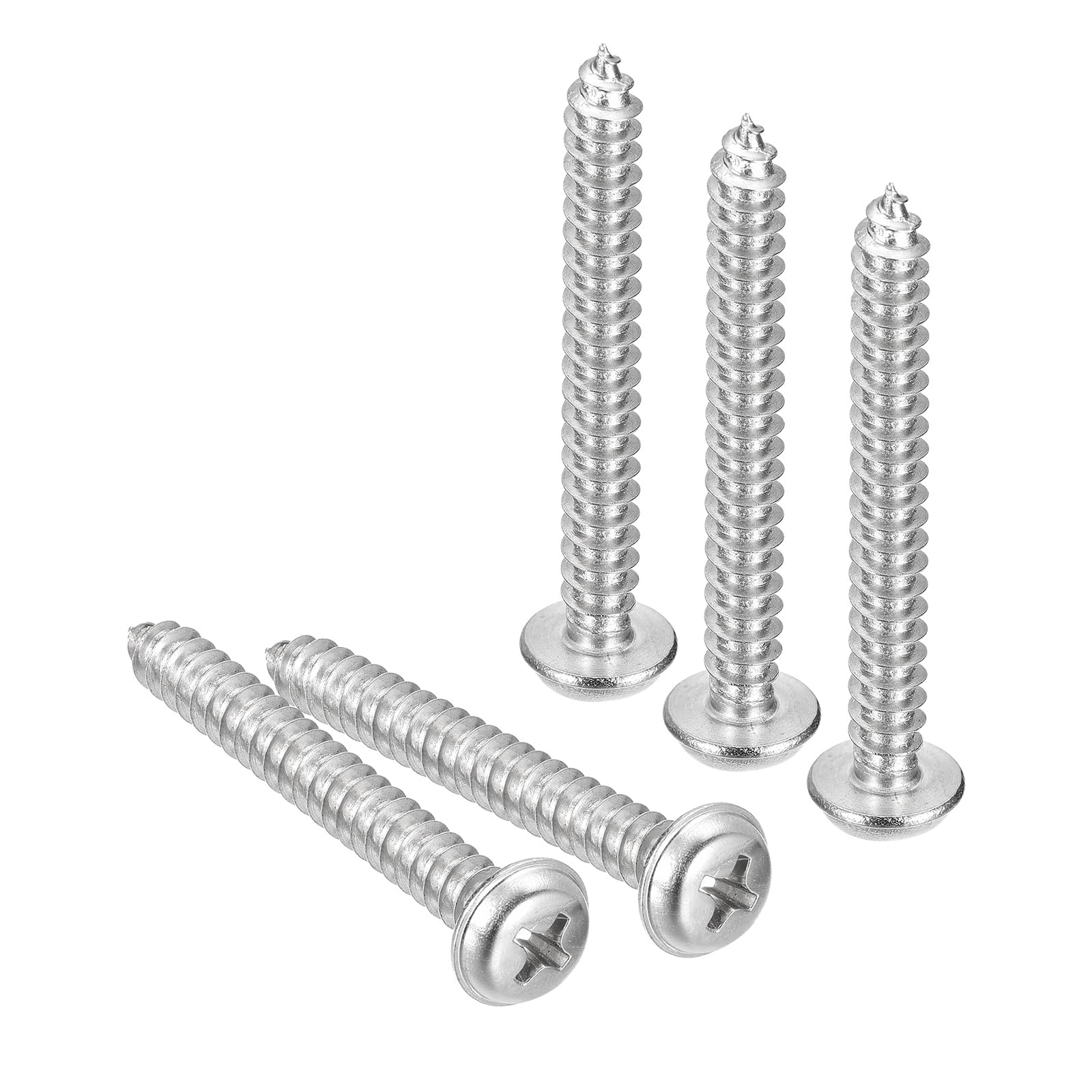 TA-VIGOR 50Pcs Self Tapping Screws with Washer, M5*45 * 11mm Phillips Pan Head Screw, Round Head Tapping Screws