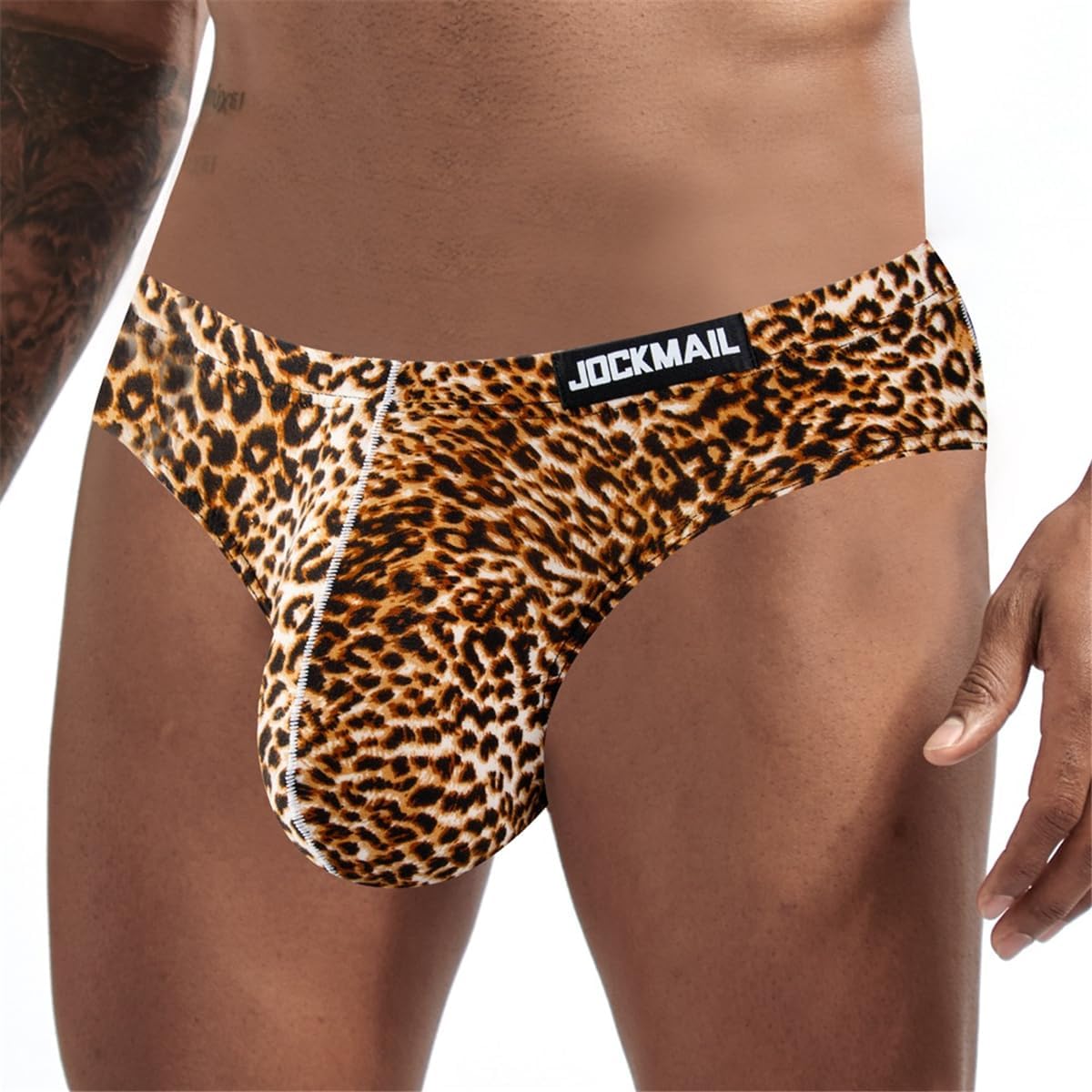 JOCKMAIL 2PCS/Pack Men's Leopard Print Underwear Briefs Sexy Comfort Soft Stretch Classic Fit Serpentine Briefs - Image 4