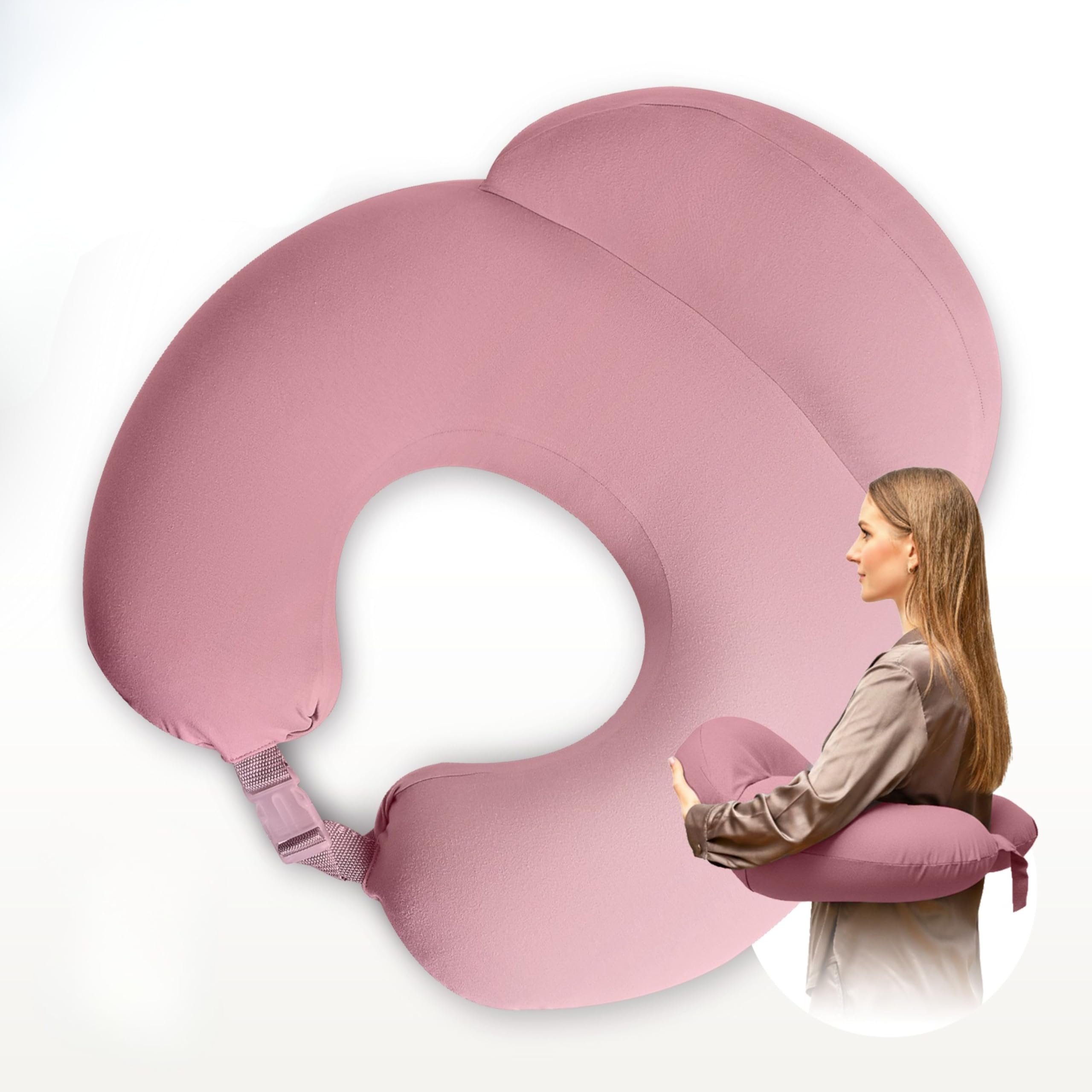 sei Design Stillkissen klein Baby- Stillhörnchen mit abnehmbaren elastischen Jersey-Stillkissenbezug - Stillmond - Stillkissen Mond Lagerungskissen, Baby Erstausstattung