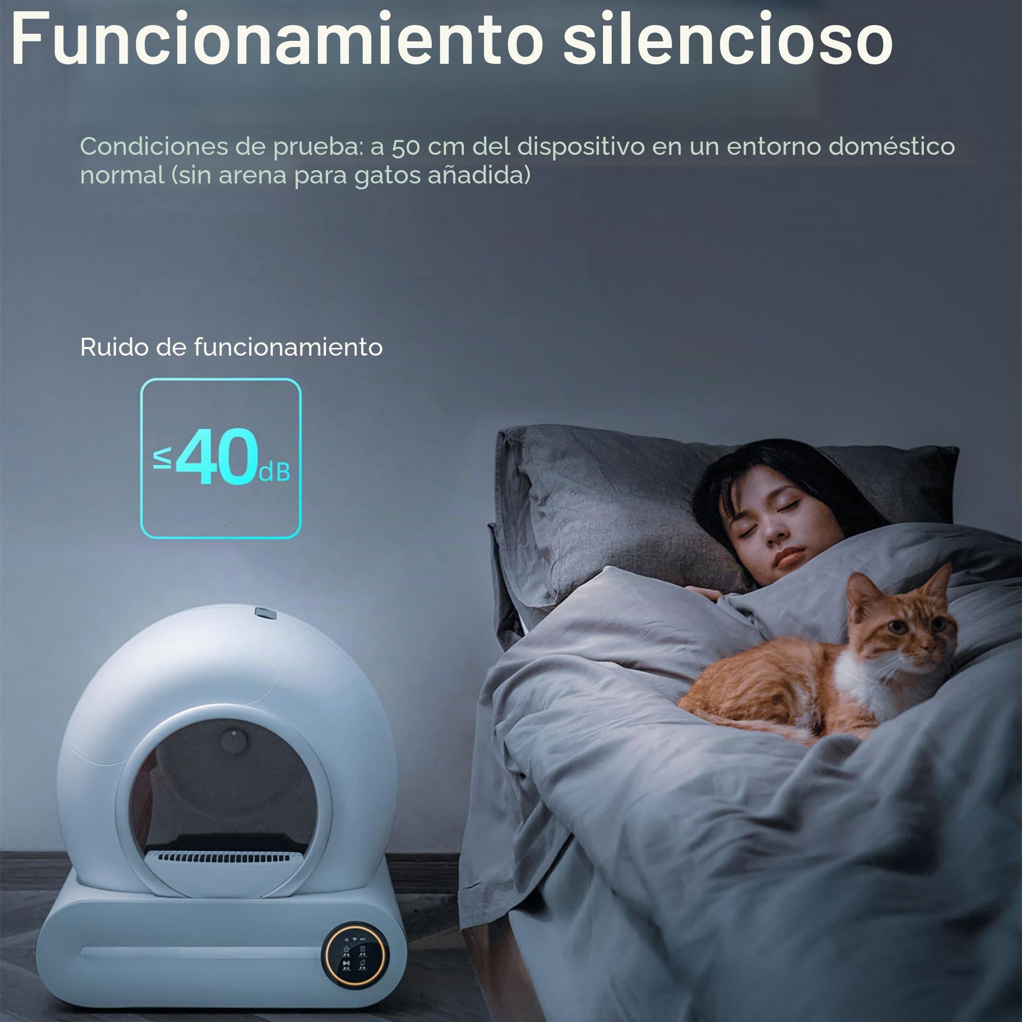 Caja de Arena Autolimpiable para Gatos Con Detector de Infrarrojos y Sensores de Peso, Eliminación de Olores, Gran Capacidad de 65 L + 9