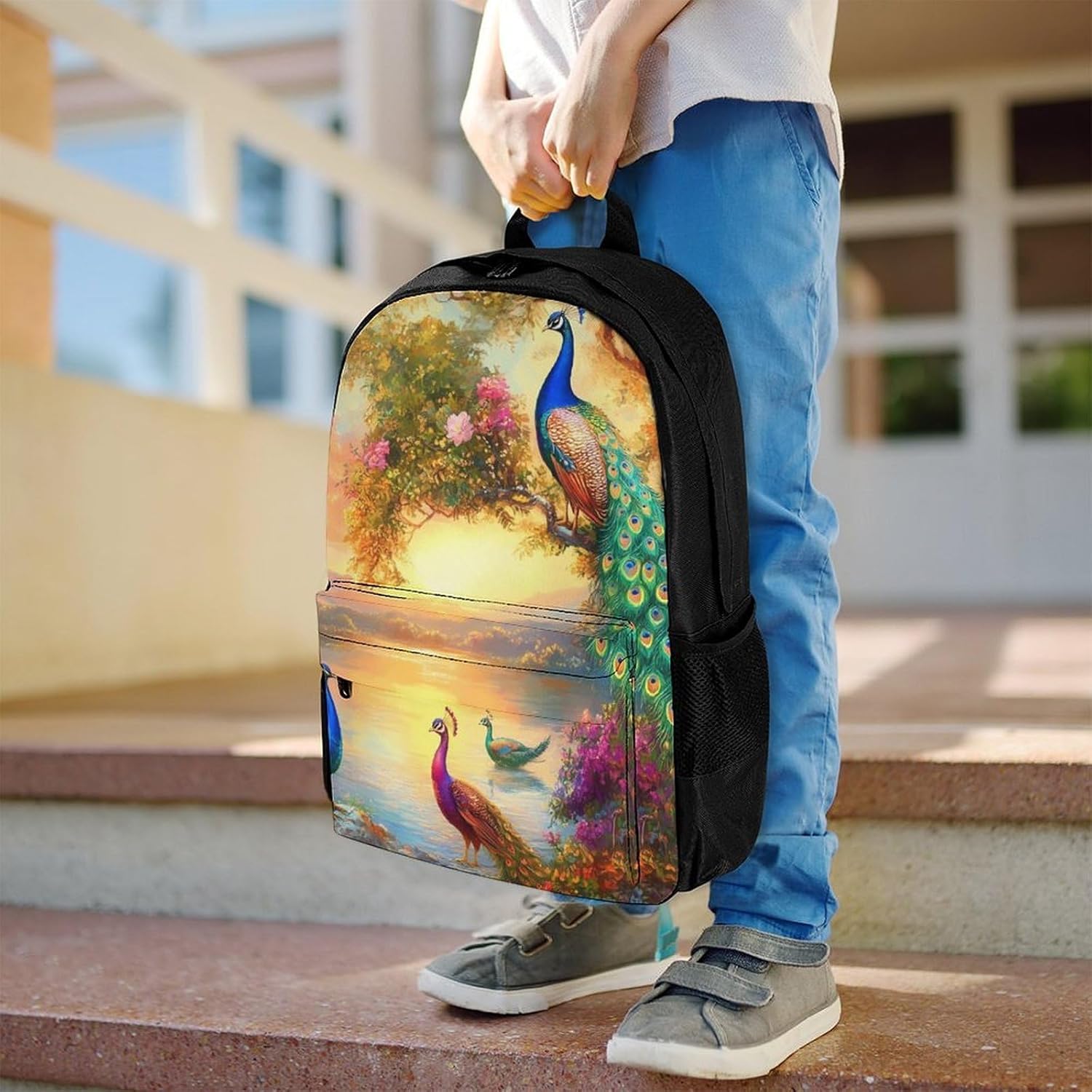 Peacock Sun Laptop Backpack for Men Women Fashion Computer Bag Business Travel Daypack