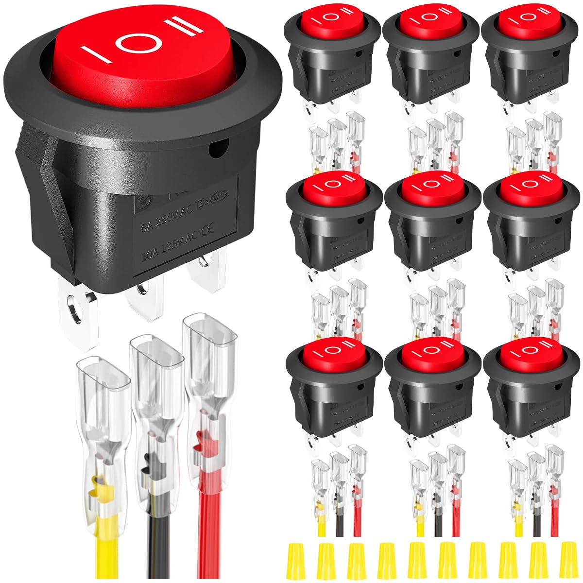 Amazon.co.jp: MKBKLLJY 10個入り 2方向ラウンドロッカースイッチ 12V