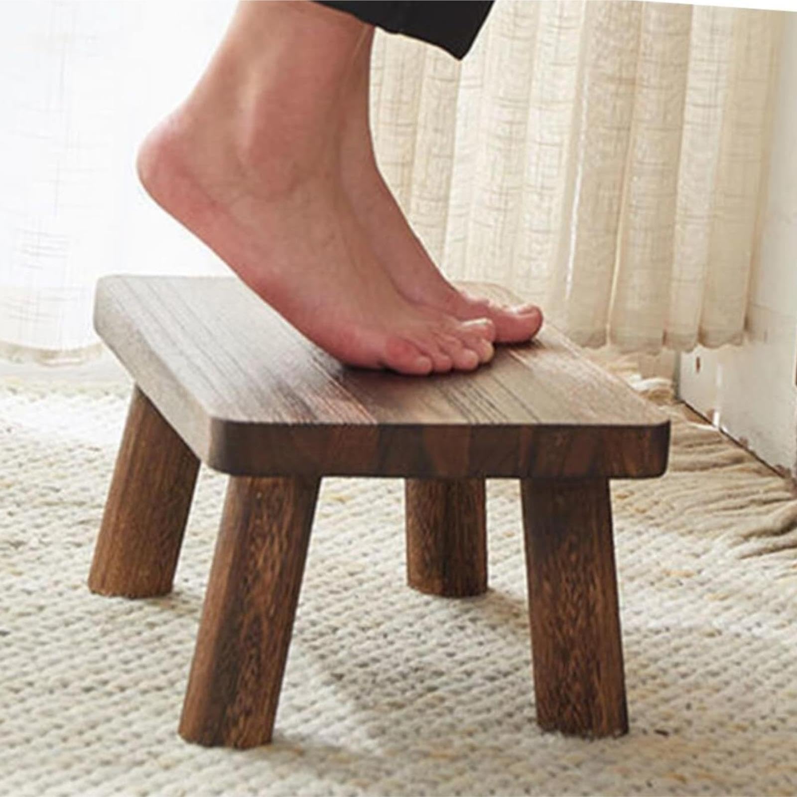 Taburete pequeño de Madera Maciza Vintage de Madera quemada Escalera