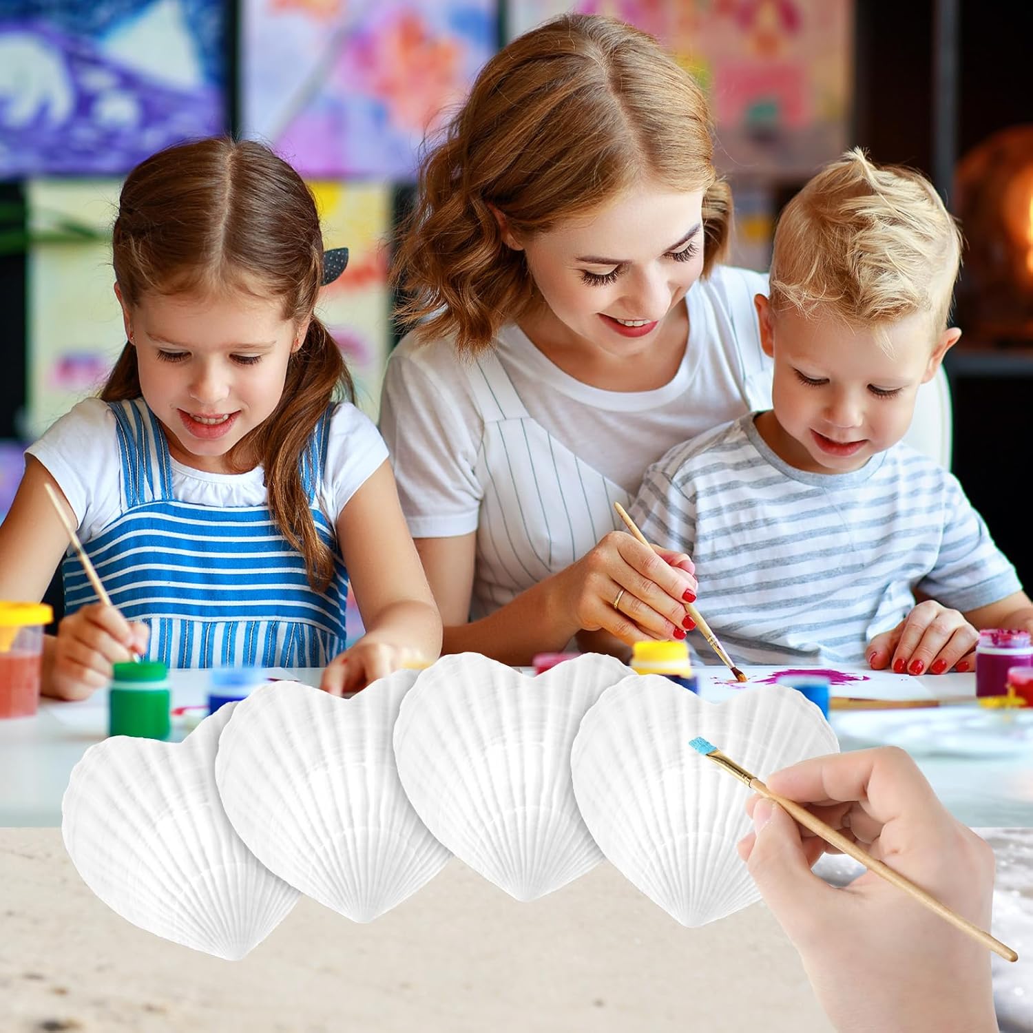 Thyle Natural Scallop Shells for Crafts 4 Inch White Heart Sea Shells for Summer DIY Craft Making Painting Cooking Summer Ocean Themed Party Supplies and Decoration(12 Pcs)