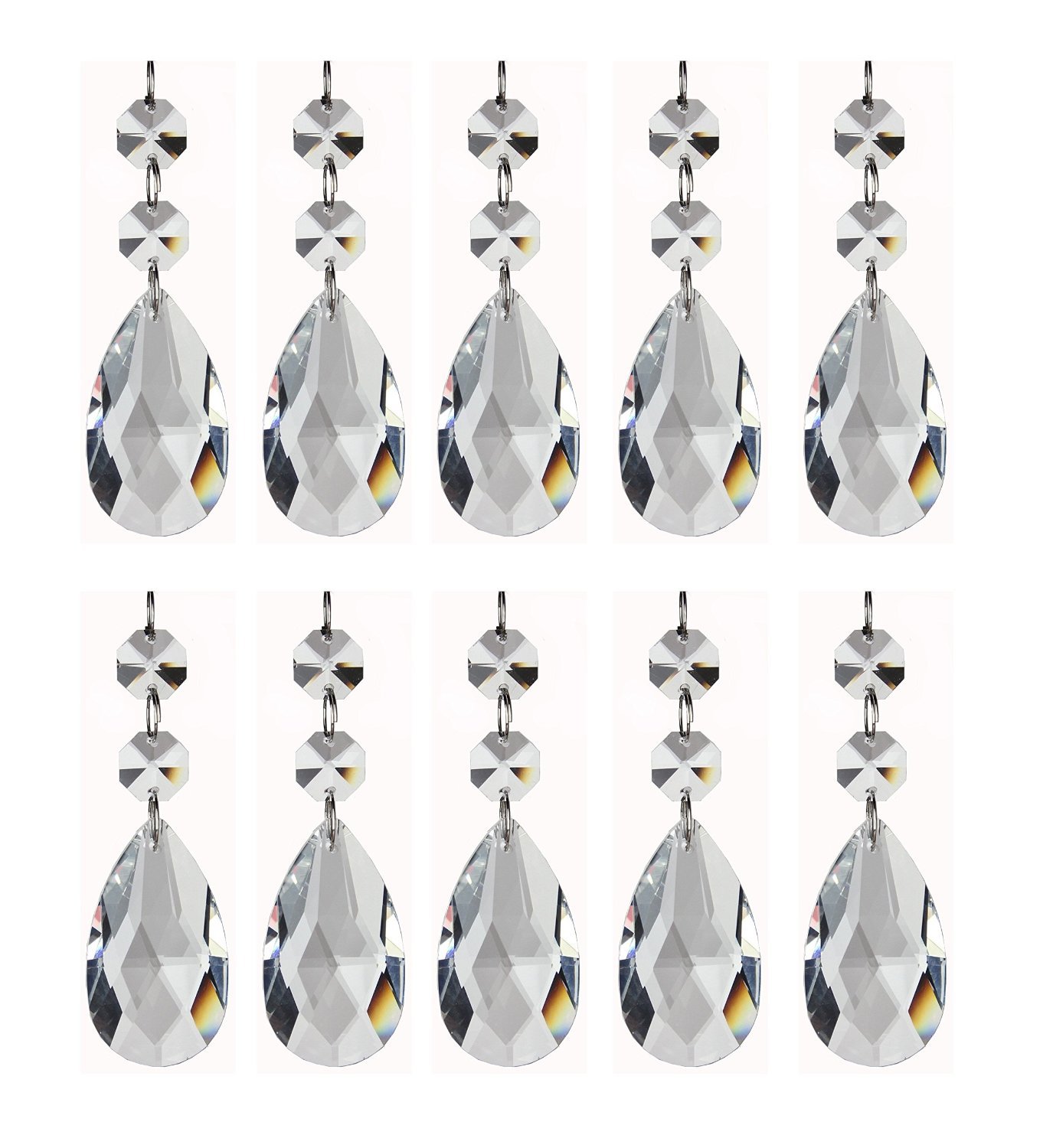 Teardrop Chandelier Crystal Pendants Glass Pendants Beads (Pack of 10)