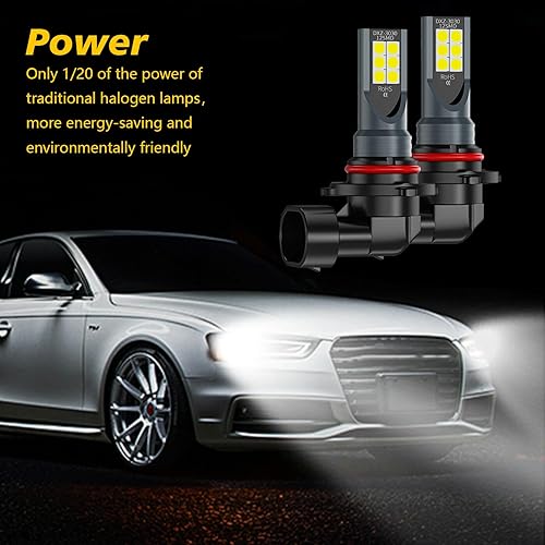 Miniatura 5 de GKmow 2 bombillas de luz antiniebla 9005 para automóvil, 3030 12SMD 50000H 6000K fuente de luz estable de alto brillo, luz de marcha atrás, 1500LM