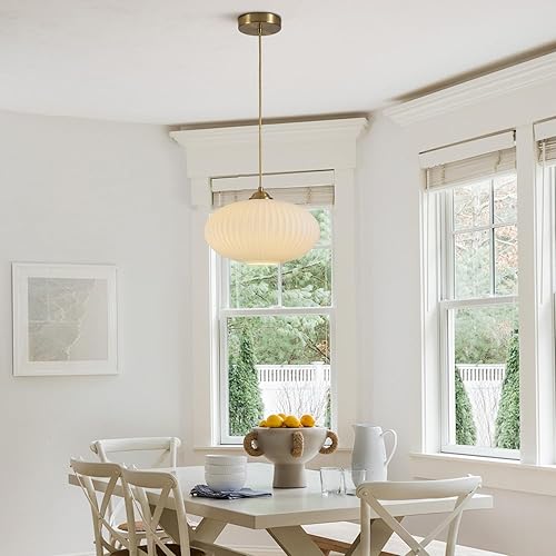 Miniatura 5 de Lámpara colgante moderna de globo dorado de mediados de siglo, luces colgantes de latón antiguo, isla de cocina, luz colgante grande de vidrio de