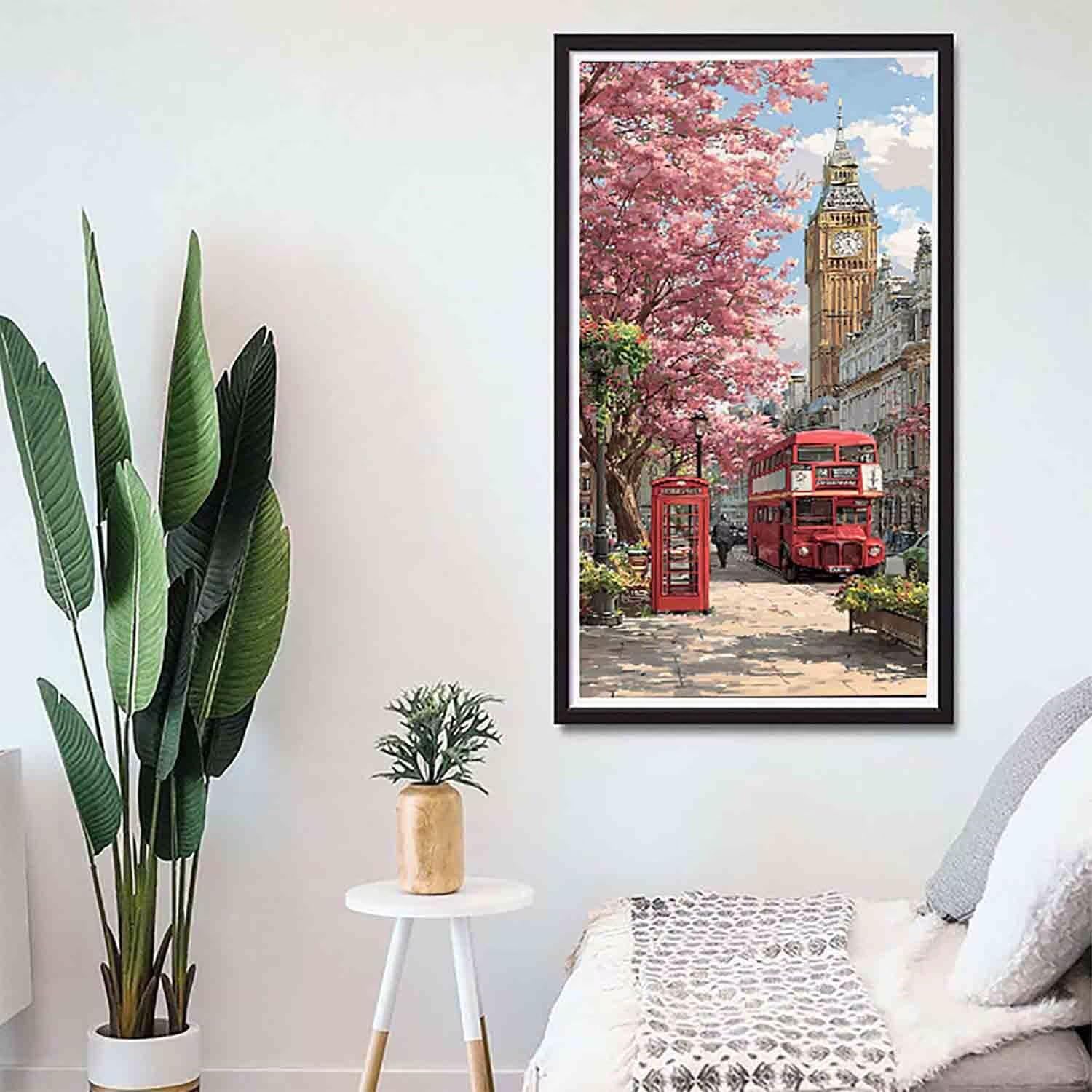 Autobus Diamentowe Malarstwo Big Ben Zestawy Artystyczne Dla Dorosłych, Kryształowy Zestaw Artystyczny dla Dorosłych Dzieci DIY 5D Kwadratowe Pełne Wiercenie Klejnot Kropki Stras Haft Rzemiosło Obraz