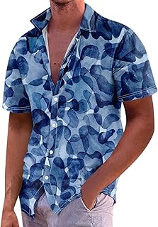 Camisa Hawaiana Camisa de Playa de Ocio con Estampado Floral de Manga Corta Funky 3D para Hombre Camisa de Playa con Estampado Hawaiano Camisas de Playa Tropicales con Botones de Manga Corta