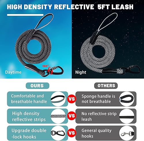 Miniatura 3 de NAZOU Juego de arnés y correa para perro, arnés reflectante de nailon para mascotas, chaleco reflectante de nailon para mascotas con asa de fácil