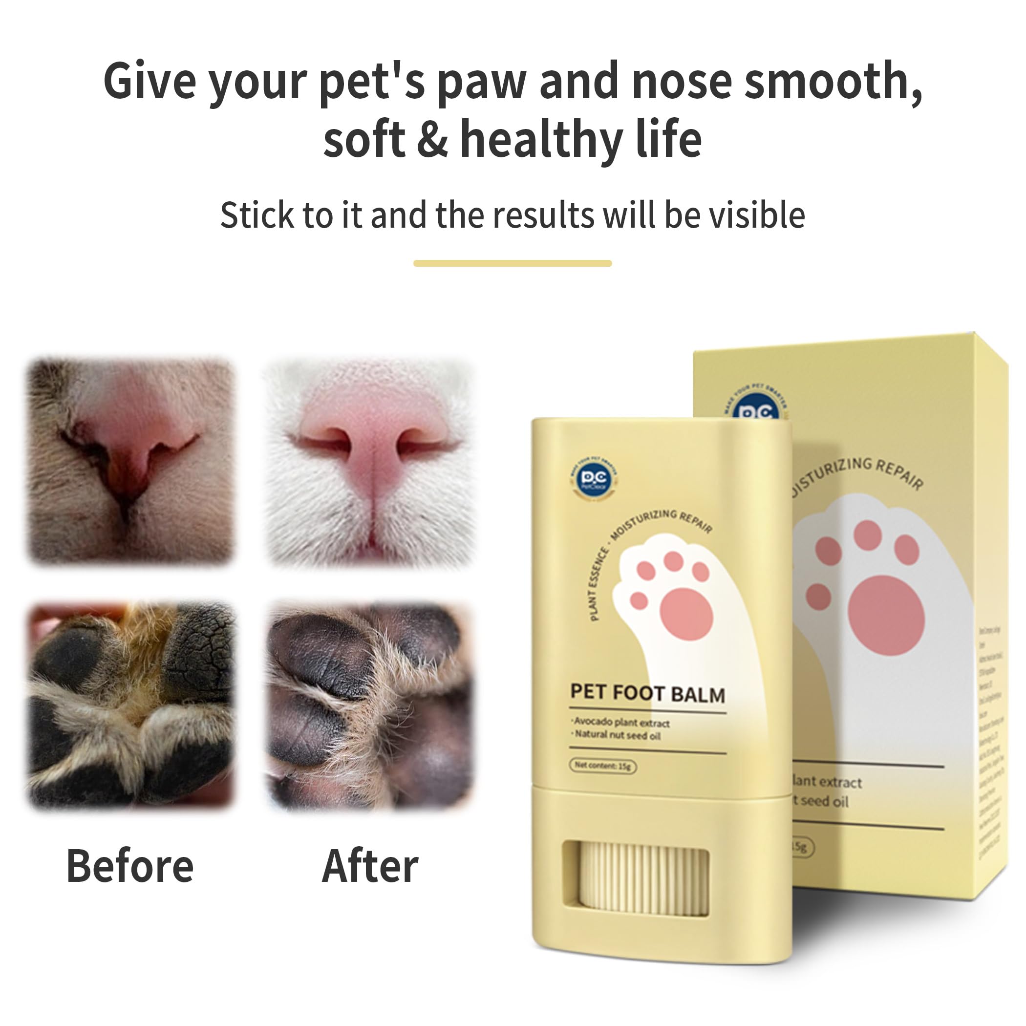 PCpetclear Dog Paw Balm and Nose Balm, Natural Plant Extracts Formula, Lick-Safe, Moisturises - Image 4