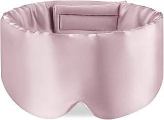 Zenssia 100% Mulberry Silk Sleep Mask with Adjustable Headband - Large Total Blackout Eye Mask for Men Women, Travel Nap Side Sleepers (Light Plum)