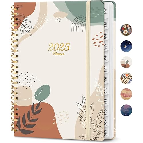 2025 Planner, Weekly and Monthly Planner, 12 Month (Jan 2025 - Dec 2025), Hardcover 2025 Calendar Planner Book with Monthly Tabs, Inner Pocket, Spiral Bound, Perfect for Office Home School Supplies - A5 (6.3" x 8.5"), Abstract