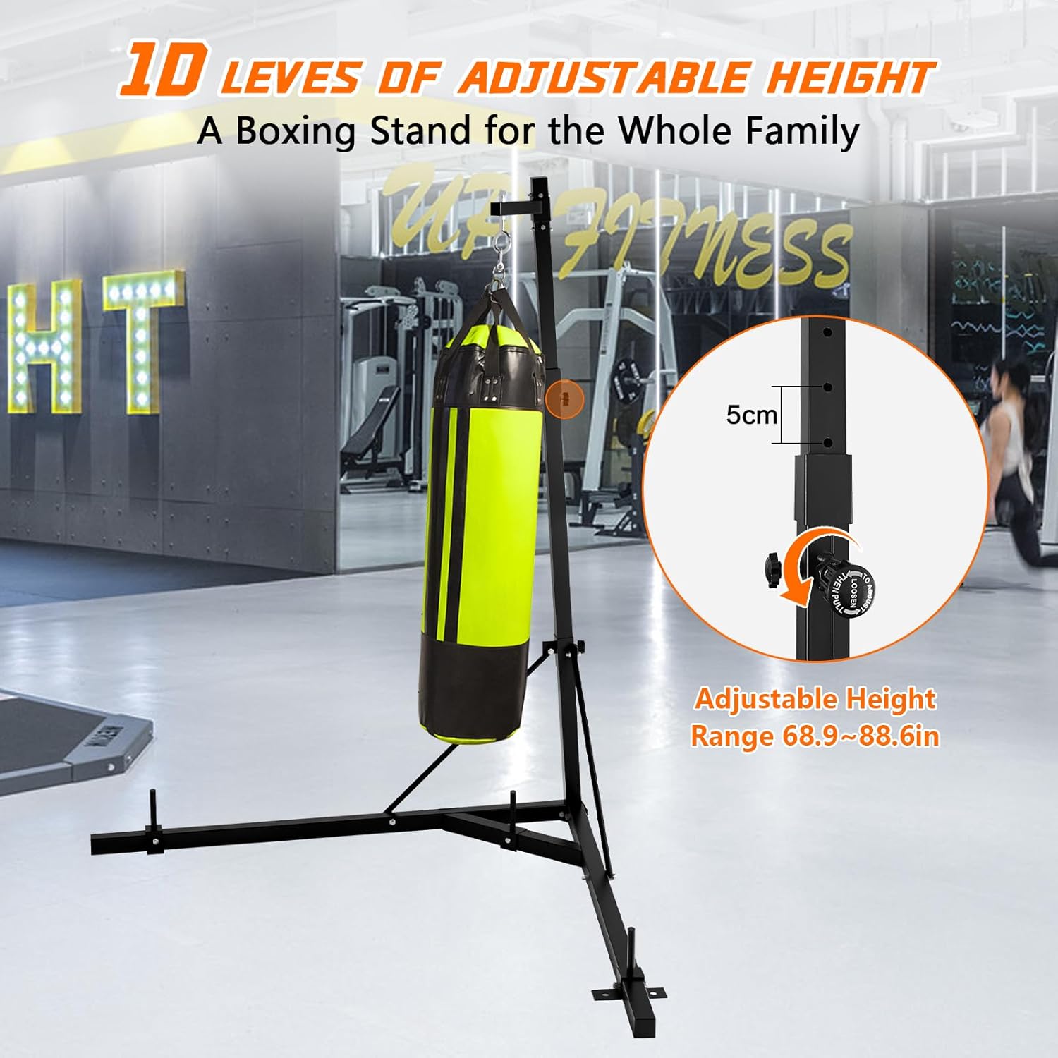 Adjustable Punching Bag Stand,150 lb Foldable Boxing Bag Stand for Heavy Bag,Free Standing Heavy Bag Stand for Home Gym Fitness, Stand Only