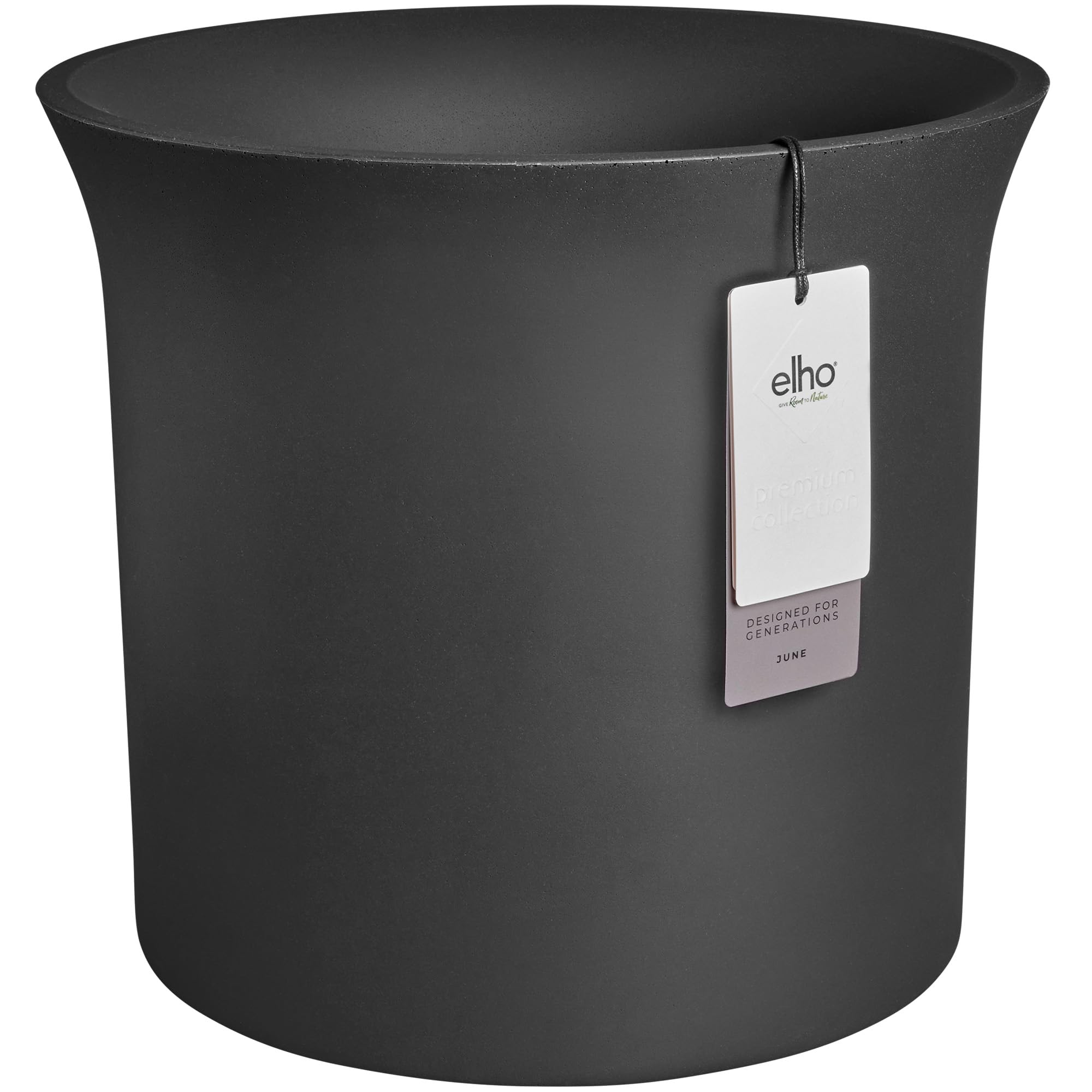 Elho Black June Tulip 40 - Plant Pot For Indoor & Outdoor - 100% Recycled Plastic - Ø 39 X H 39 Cm