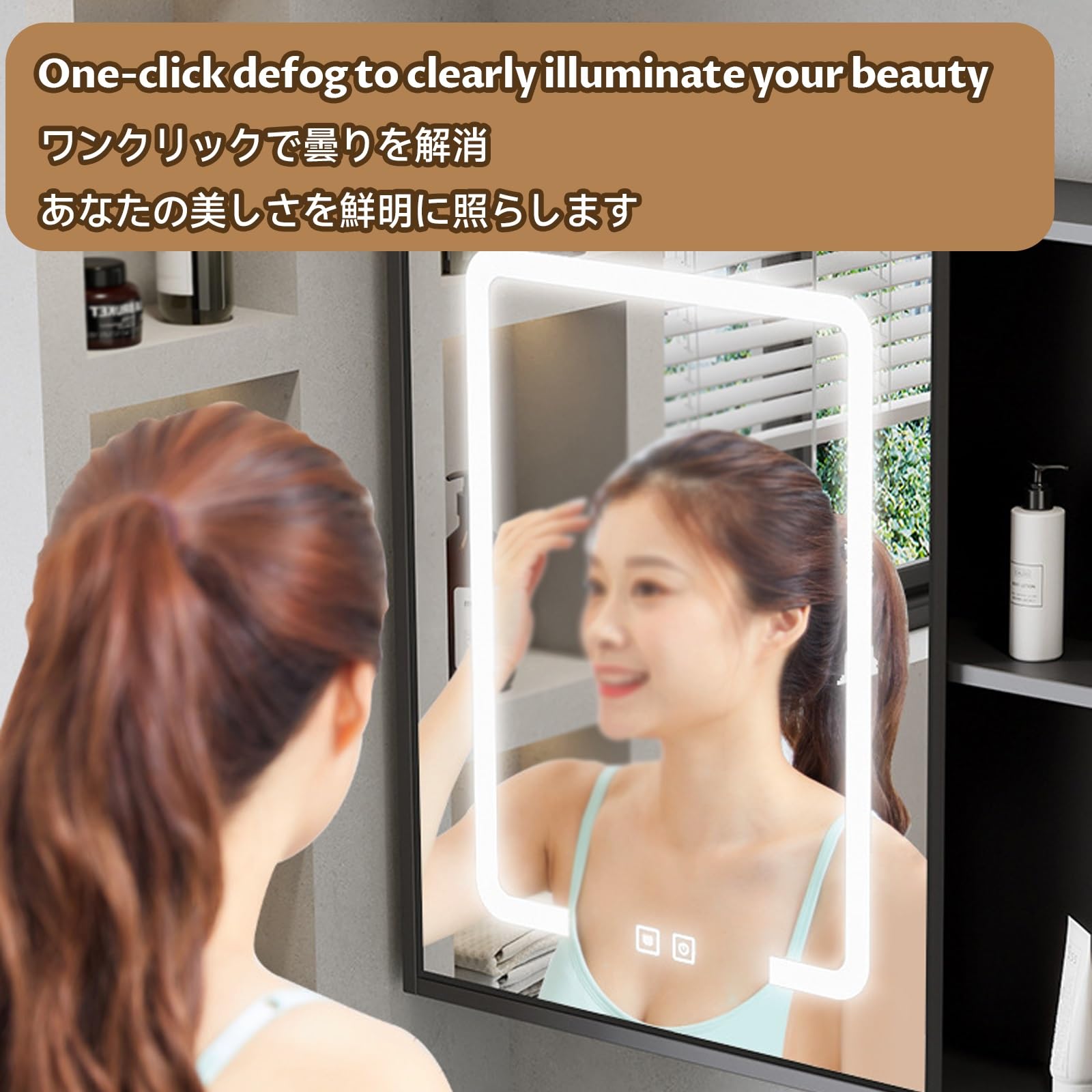 YFAURNDE - Armadietto da bagno salvaspazio da parete, per cosmetici, Smart Touch, con ripiani in resina a pressione, colore: grigio chiaro