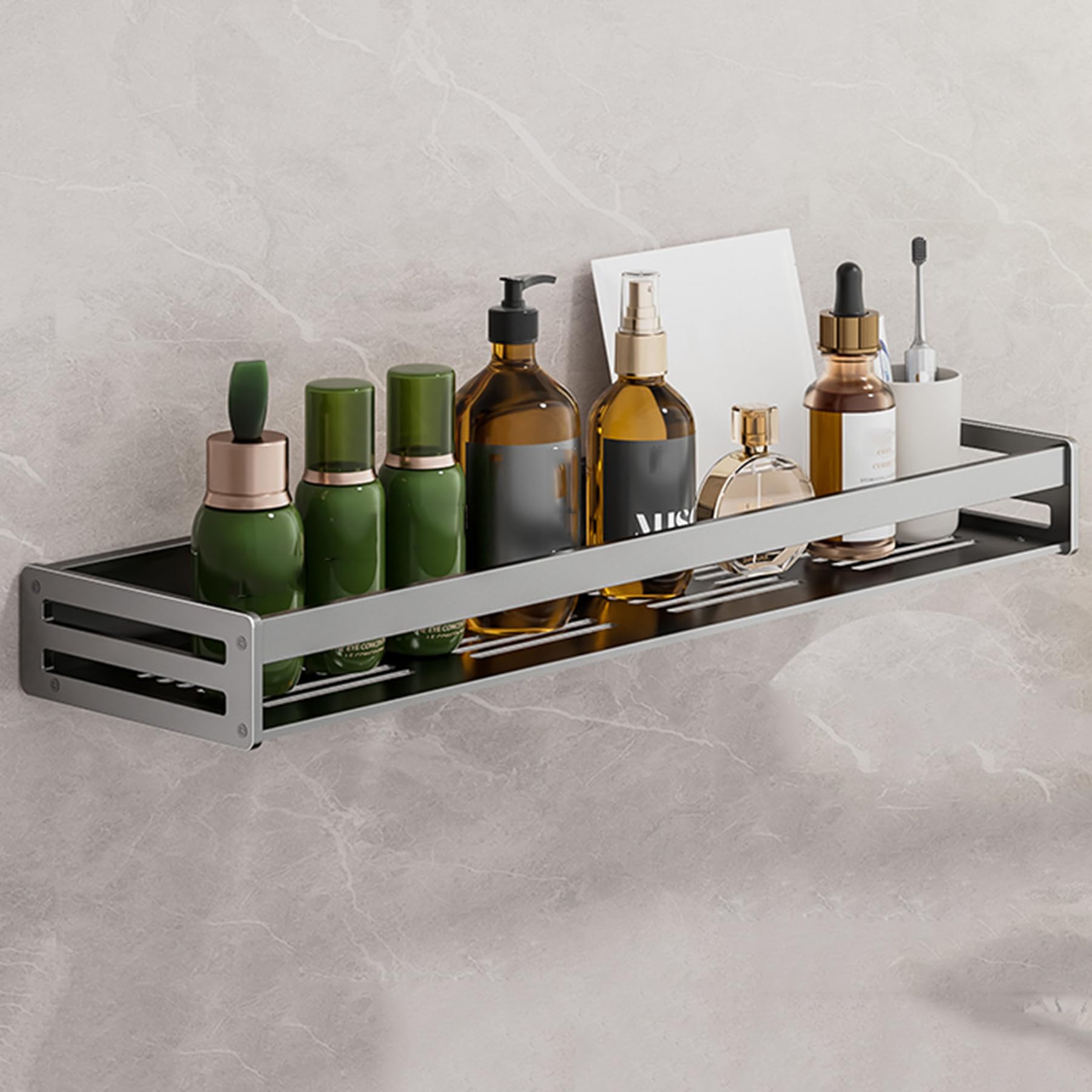 SRURLLUG Adhesive Shower Caddy 2 Pack No Drilling Wall Mounted Shower Shelves Large Capacity Rustproof Bathroom Organizer Shower