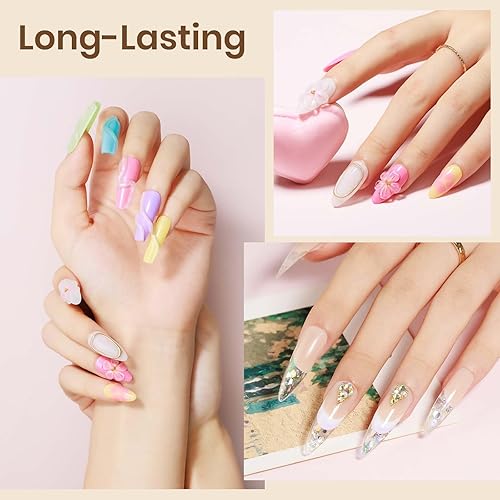 Miniatura 9 de Gel de escultura para arte de uñas 3D Gel de arte de uñas, 3 colores, geles constructores sólidos con lámpara UV y polvo de cromo para el hogar,