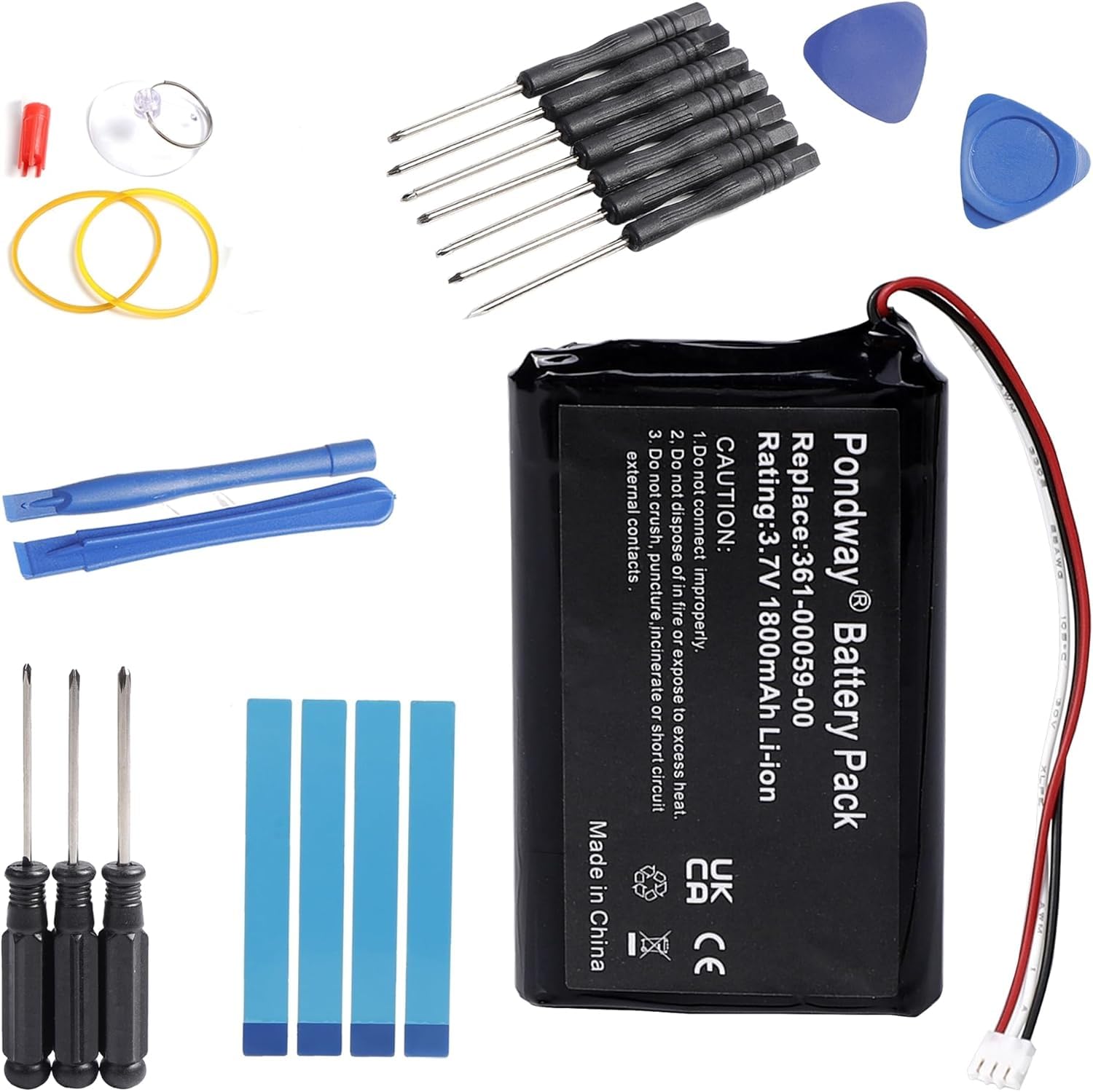 1800mAh 3.7V Replacement GPS Battery Compatible with Garmin ZUMO 340LM 350LM 390LM 361-00059-00 GPS Navigation System Sat Nav Rechargeable Li-ion Polymer Battery Pack with Repair Tool