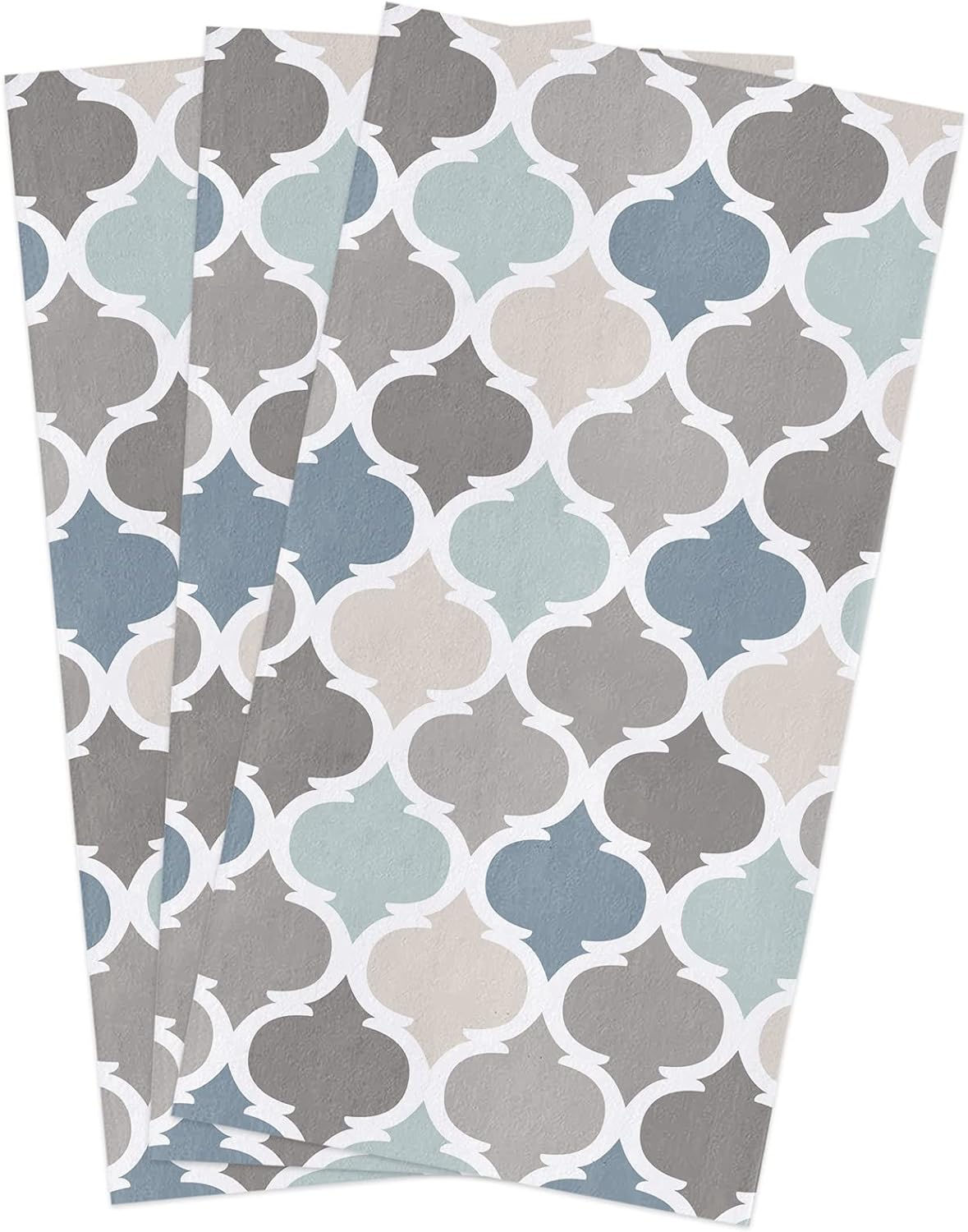 Kitchen Towels, Moroccan Tile Print Geometry Lattice Blue