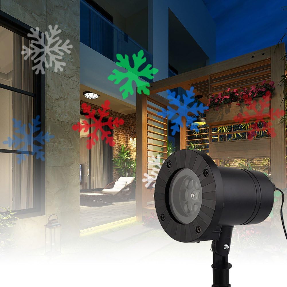 Christmas Projector Light Moving Flurry Snowflake Spotlight LED for Outdoor Indoor Garden Landscape Yard Wall Bedroom Decoration (Colorful)