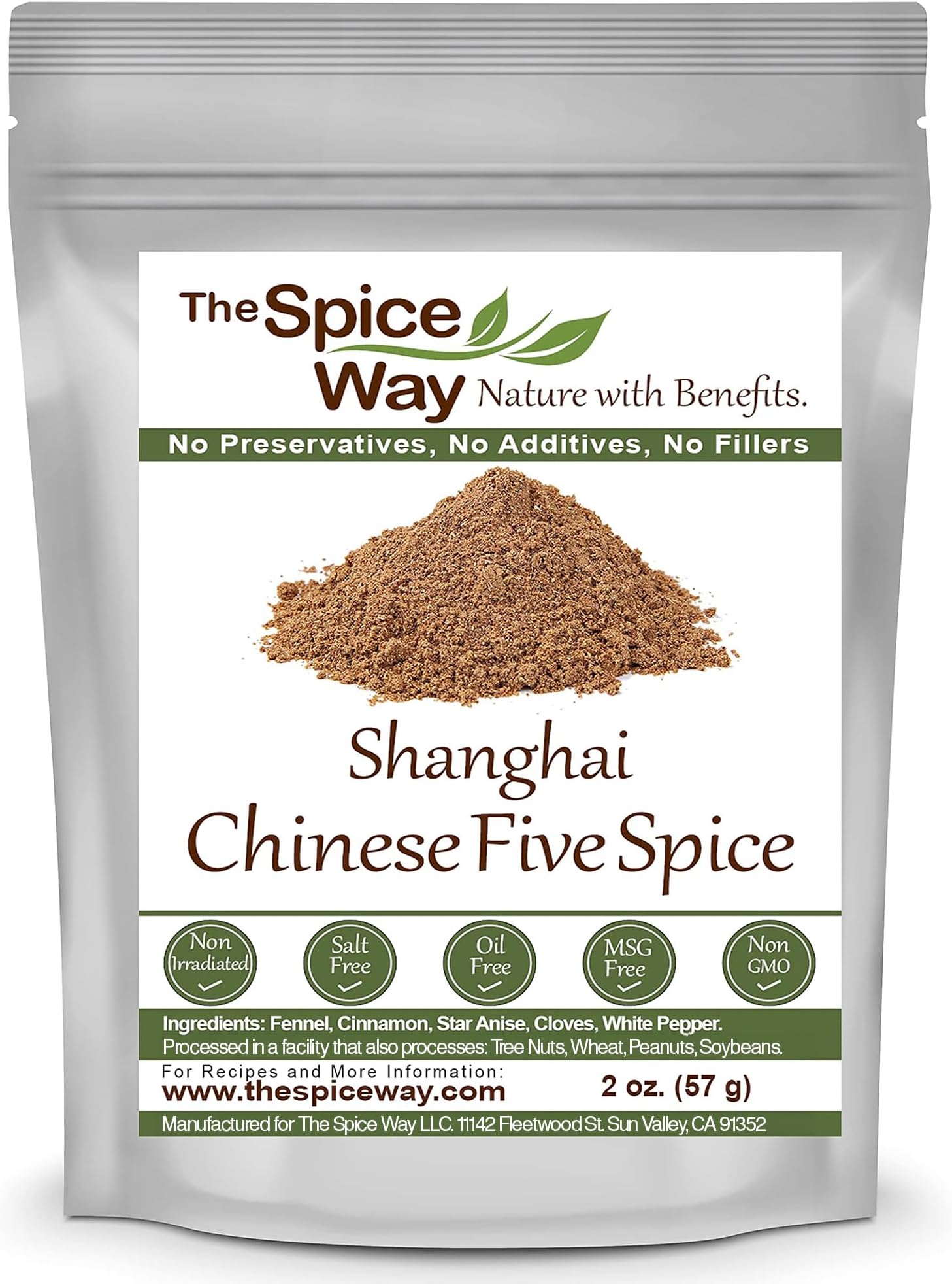 The Spice Way Shanghai Chinese Five Spice - A Traditional Chinese 5 spice seasoning (2 oz) for Asian style dishes with the Chinese staples including pepper. All-purpose, No preservatives, No Salt