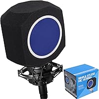 Vista 9 de Escudo de aislamiento de micrófono – Escudo de aislamiento para grabación, bola de aislamiento universal de micrófono con filtro doble pop