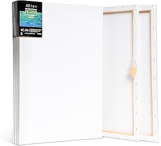 Elan Stretched Canvases 16x24, 6-Pack Canvases for Painting Painting Canvas Bulk, Stretched Canvas for Adults Blank Canvas for Painting, Painting Canvases Paint Canvases for Painting, Art Canvas