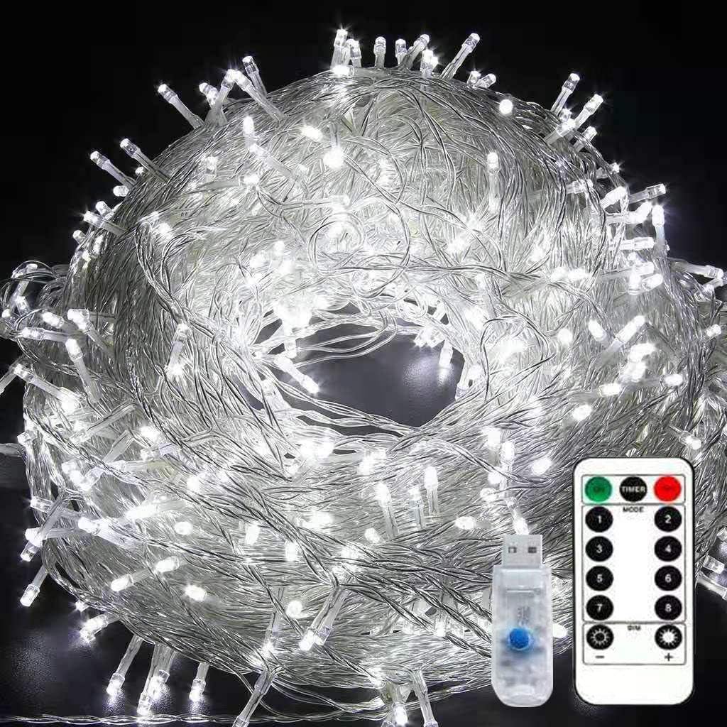 Luces De Hadas, 20m 200led Luces De Hadas De Interior Luces De Cadena De Hadas De Cuerda Al Aire Libre De Interior USB con árbol De Navidad De Cadena De Hadas Remoto, Warm White