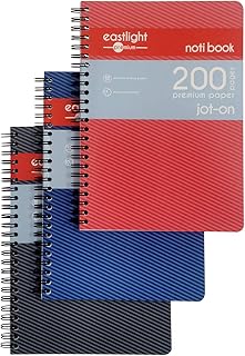 Eastlight A5 Jot-On Notebook Wirebound, Ruled & Perforated, 200 pages, Assorted Colours, Pack of 3
