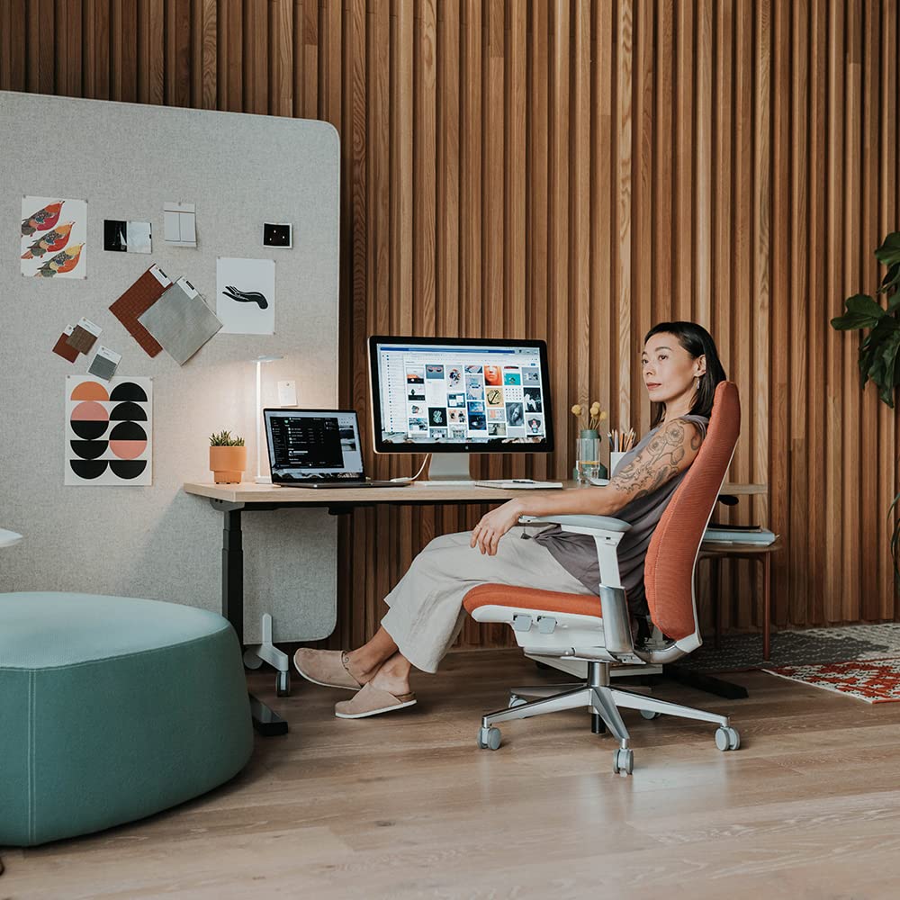 Haworth Upside Sit-to-Stand Home Office Standing Desk with Simple Paddle - 23 D x 58 W Linen Top — view 5