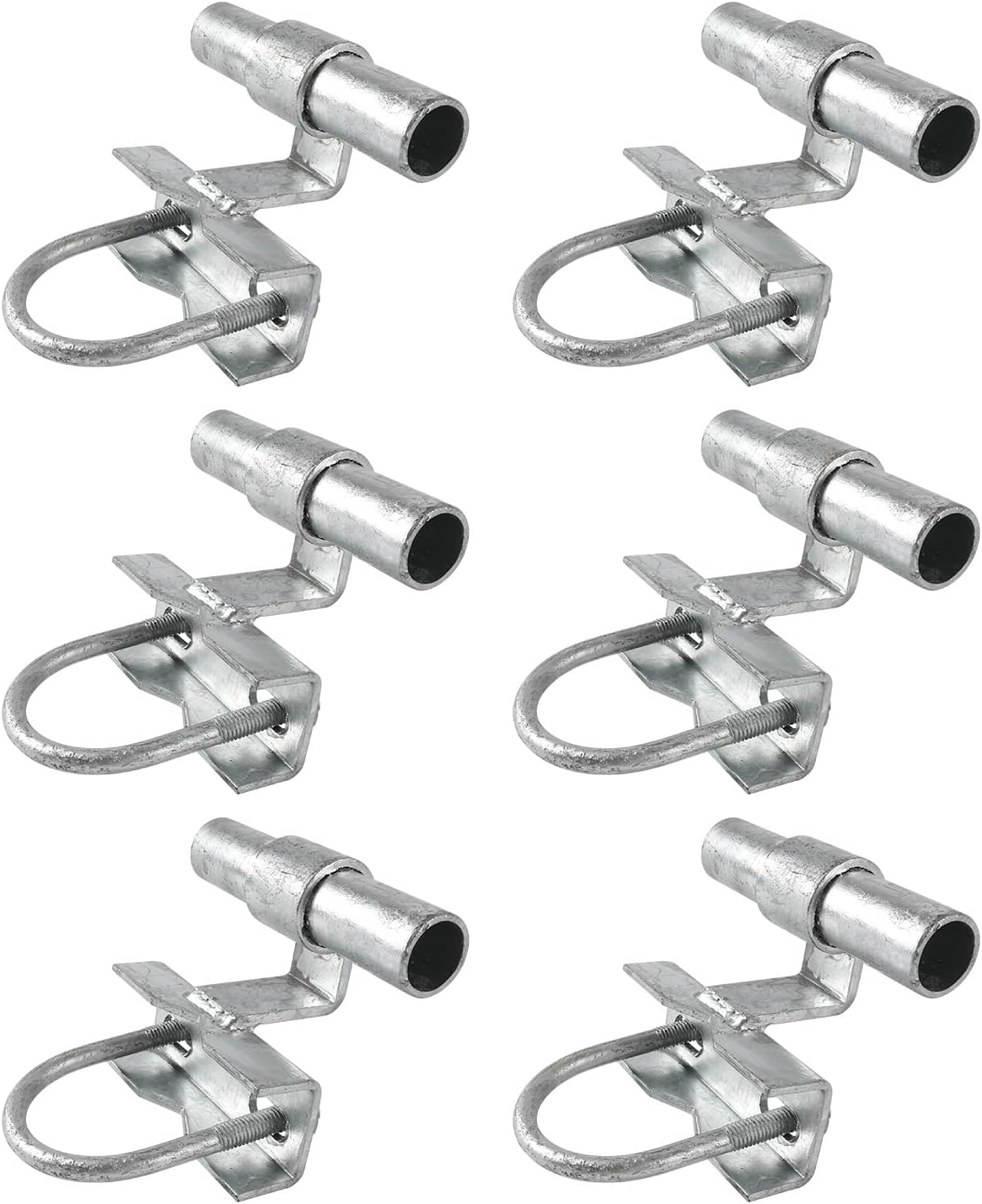 6 Pcs Sliding Gate Track, Sliding Gate Hardware Kit for 2-3/8" Rail & 2-3/8" to 2-7/8" Chain Link, Galvanized Steel Coating， Chain Link Fence Rolling Gate Universal Gate Track Bracket Wall Mount