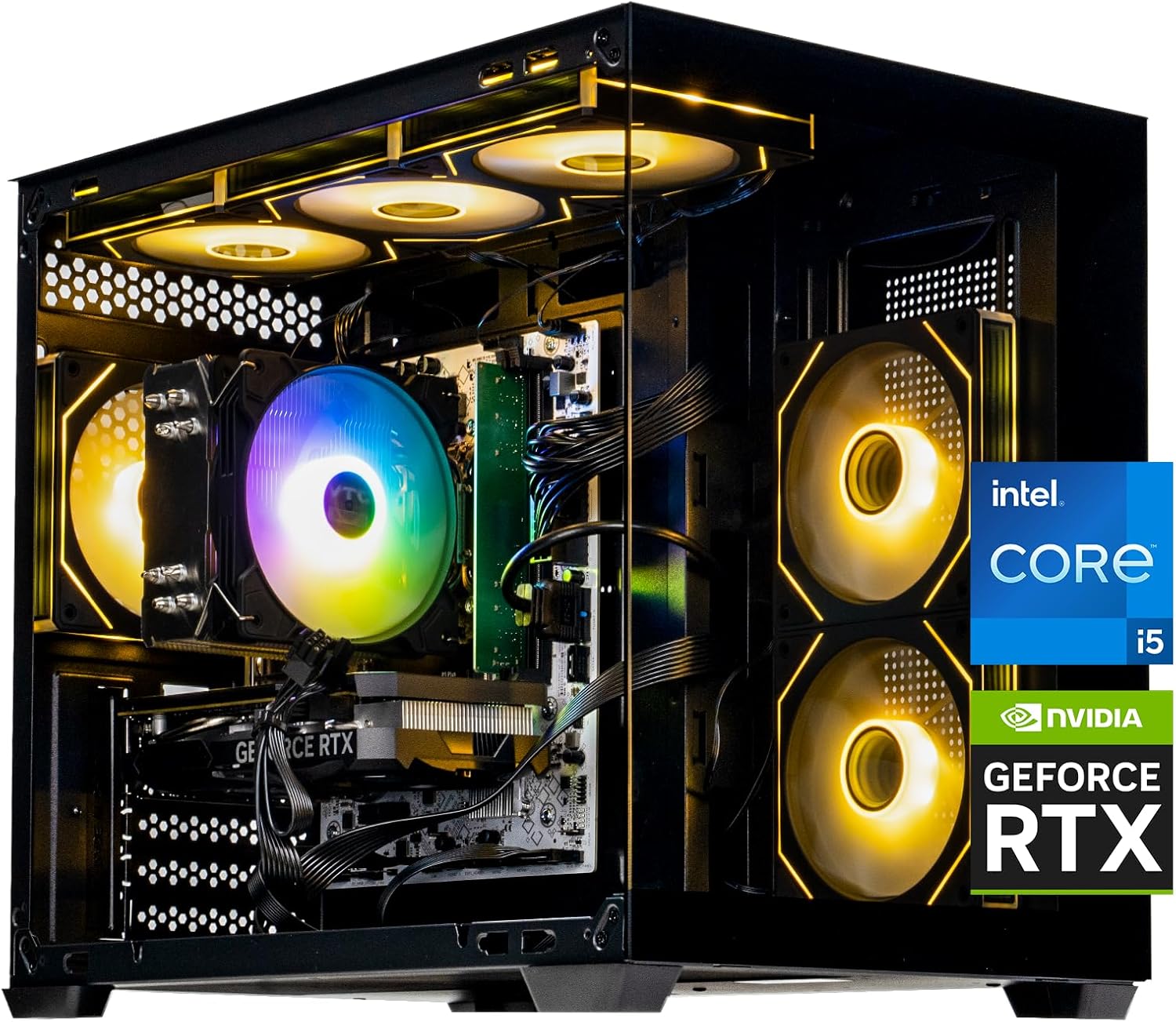 G1 Desktop PC Intel Core i5 12400F 2.5 GHz, NVIDIA RTX 4060, 1TB NVME SSD, 16GB DDR4 RAM 3200, 650W Gold PSU, Windows 11 Home 64-bit,Gaming Prebuilt PC Black Computer