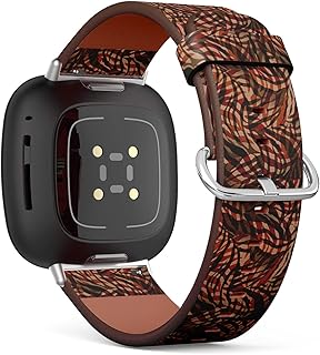 CJBROES Replacement Leather Watch Band, Compatible with Fitbit Versa 3 and Fitbit Sense of Wristband Bracelet Accessory - Awesome Animal Skin