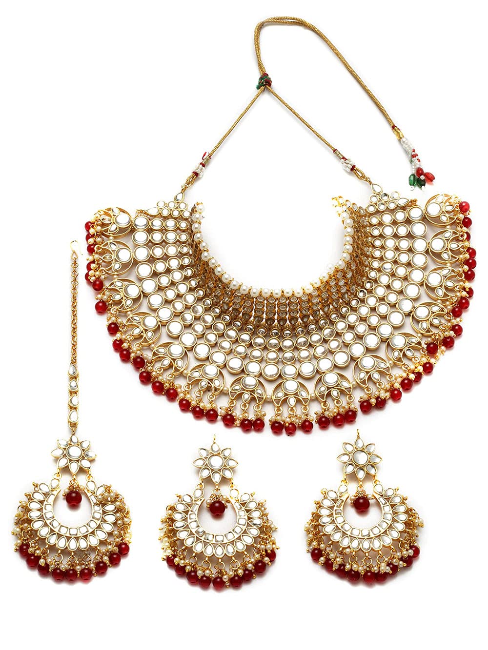 Shining Diva Fashion Latest Kundan Design Choker Necklace Set for Women Bridal Traditional Gold Plated Jewellery Set for Women (Red) (10549s) (B07PVSQNG1) Amazon Price History, Amazon Price Tracker