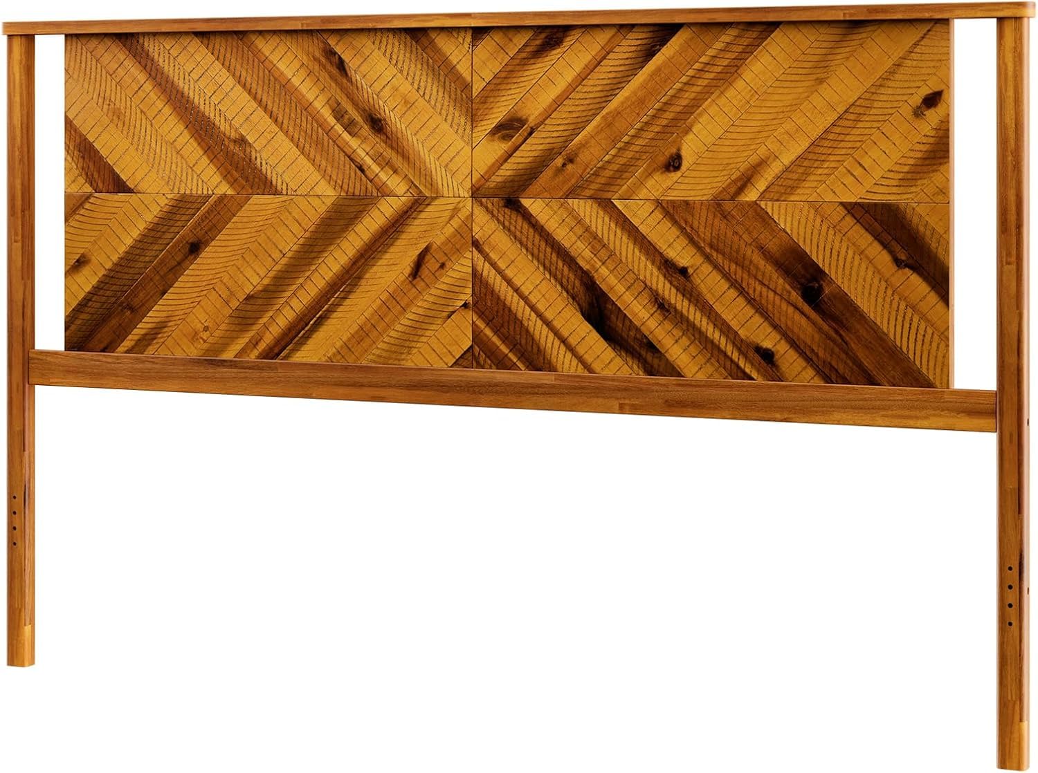 Bme Vivian Headboard ONLY, Rustic & Scandinavian Style with Solid Acacia Wood, Easy Assembly, King, Rustic Golden Brown