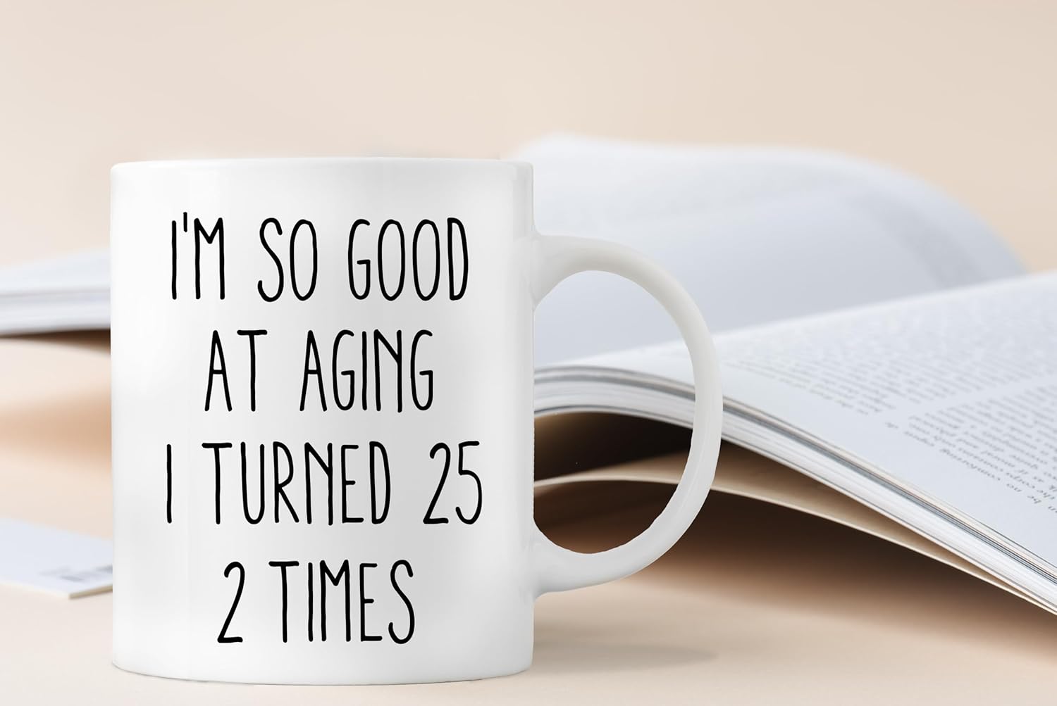 QASHWEY 50th Birthday Gifts Coffee Mug, 50th Birthday Gifts for Her Him Women Men, Funny Birthday Gifts for 50 Years Old Women Men, I'm So Good At Aging I Turned 25 2 Times Coffee Cups Ceramic 11oz - Image 4