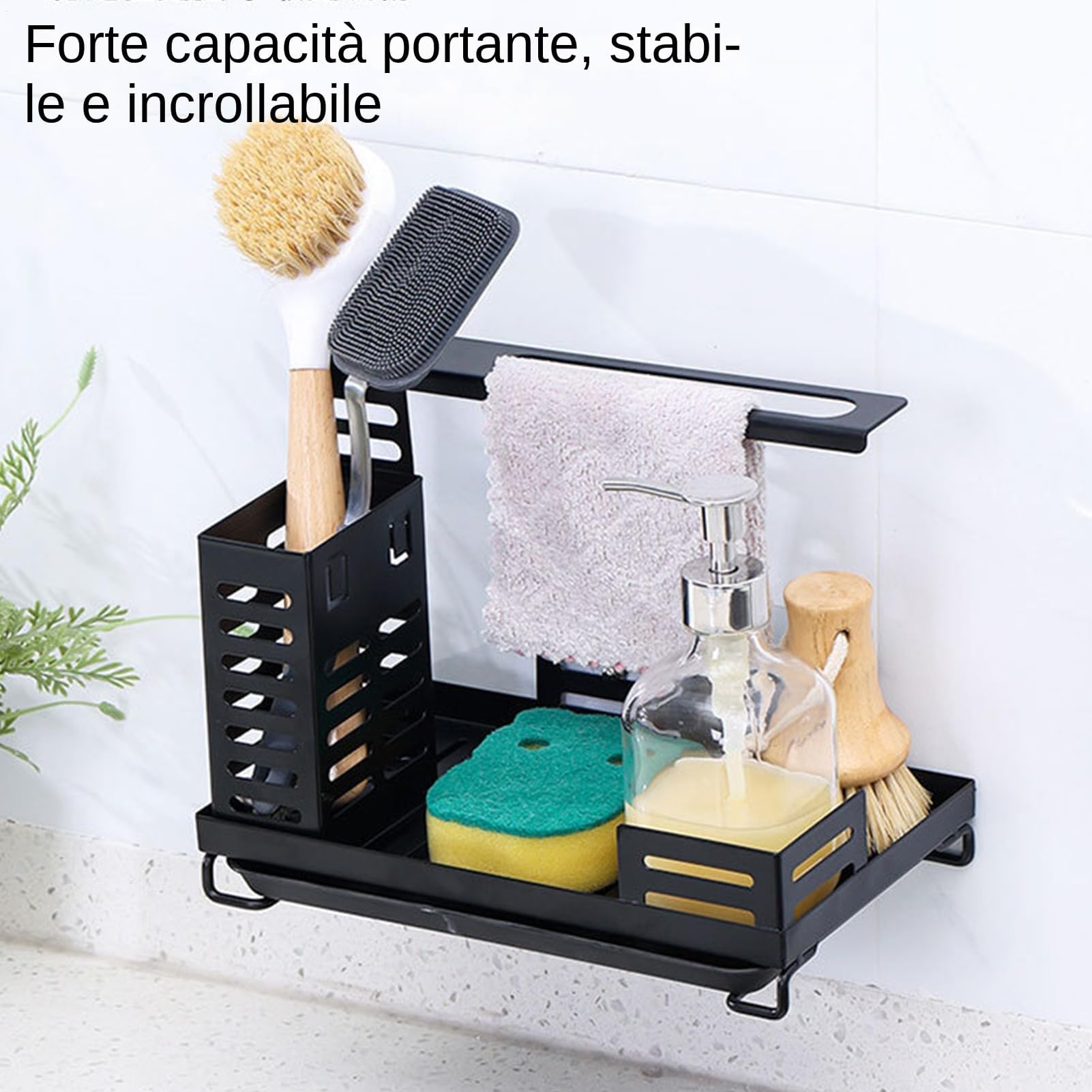 Bandeja escurridora Ajustable con Soporte para Esponja para el Fregadero de la Cocina – Rejilla Regulable en Altura para Toallas, cepillos y jabón – Ideal para el baño y la Cocina