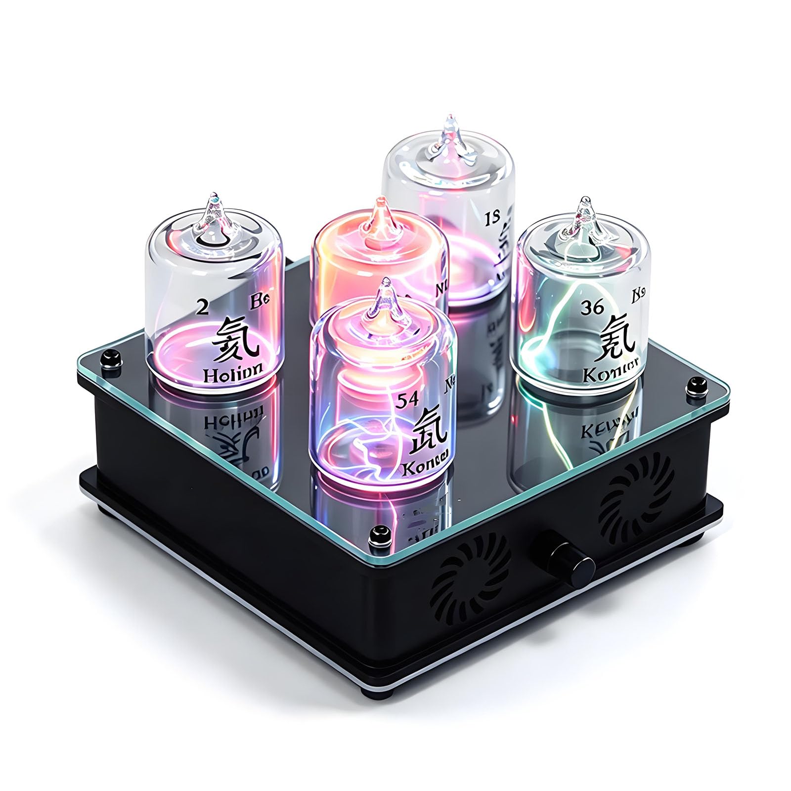 Set Di Tubi A Scarica Di Gas Nobili, 5 Tubi A Scarica Di Gas Rari, Con Base Alimentata, Lampada Al Plasma Di Neon, Elio, Argon, Kripton E Xeno, Luce Notturna Da Scrivania Per Linsegnamento