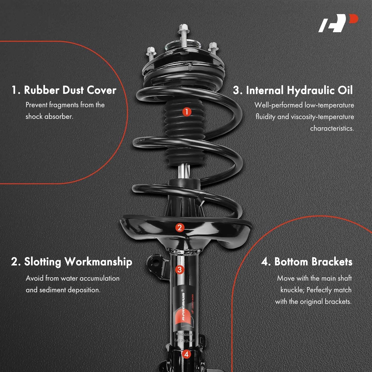 A-Premium Front Struts Compatible with Honda Ridgeline 2006-2014 - 2x Replacement Suspension Complete Strut Assembly Shock with Coil Spring