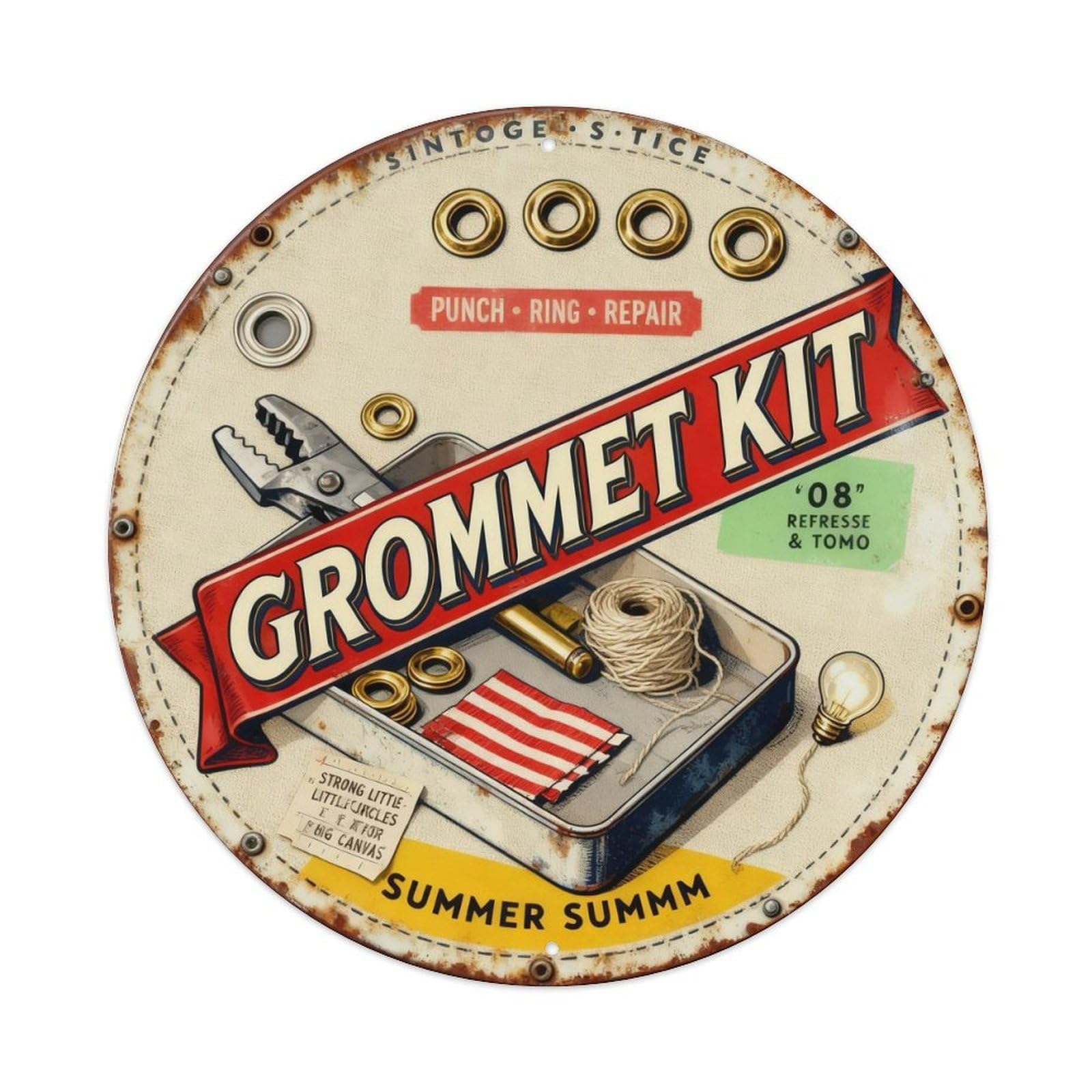 Grommet Kit Sign Metal Tin Sign Plaque