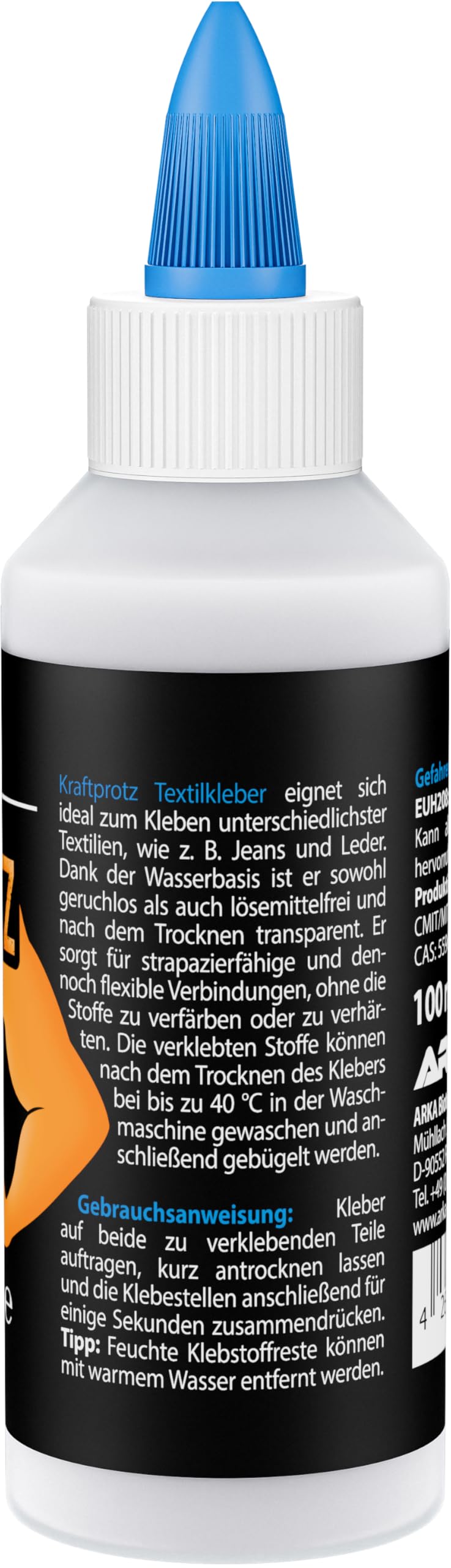Colle Textile Extra Forte 105 g – Colle Tissu Permanente Résiste Lavage – Transparente Flexible & Sans Solvant – Pour Vêtements Cuir & Couture – KRAFTPROTZ