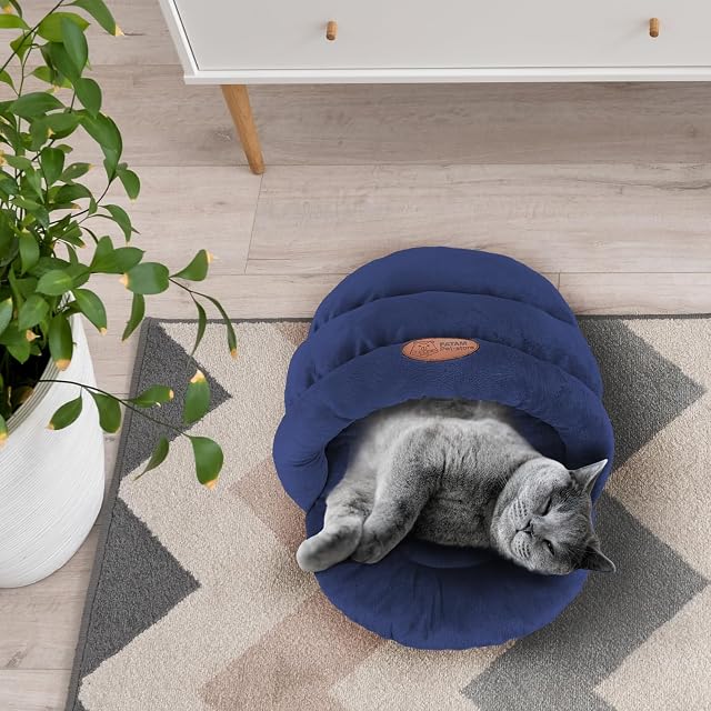 Foto 3 de 6 de PATAM Cama para Gatos y Perros pequeños - Cojín Cueva para Mascotas Lavable, Fondo Antideslizante